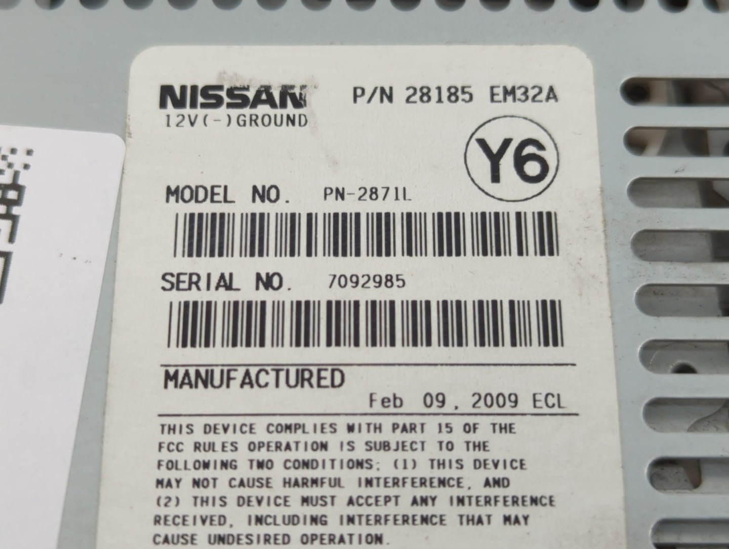 2009 Nissan Versa Radio AM FM Cd Player Receiver Replacement P/N:28185 EM32A Fits OEM Used Auto Parts - Oemusedautoparts1.co