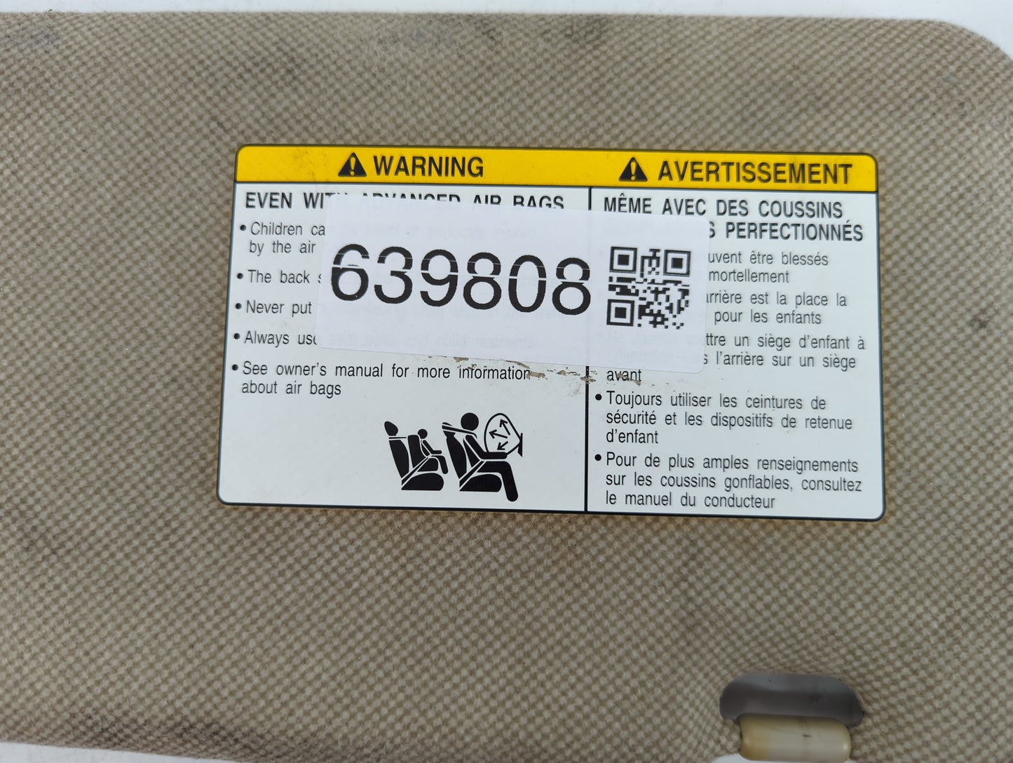 2009 Nissan Versa Sun Visor Shade Replacement Passenger Right Mirror Fits OEM Used Auto Parts - Oemusedautoparts1.com