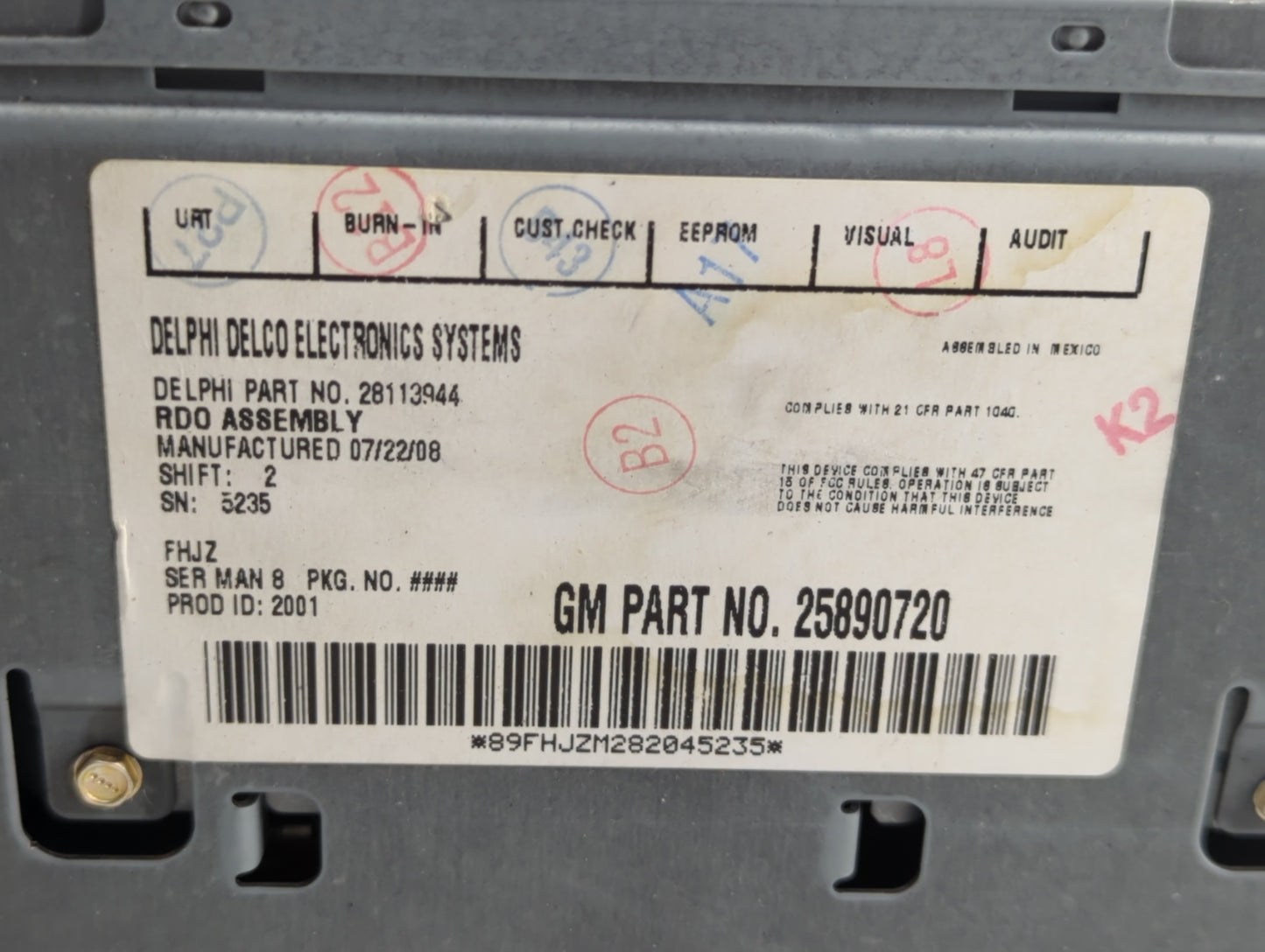 2008-2009 Pontiac G6 Radio AM FM Cd Player Receiver Replacement P/N:25890720 Fits Fits 2008 2009 OEM Used Auto Parts - Oemus