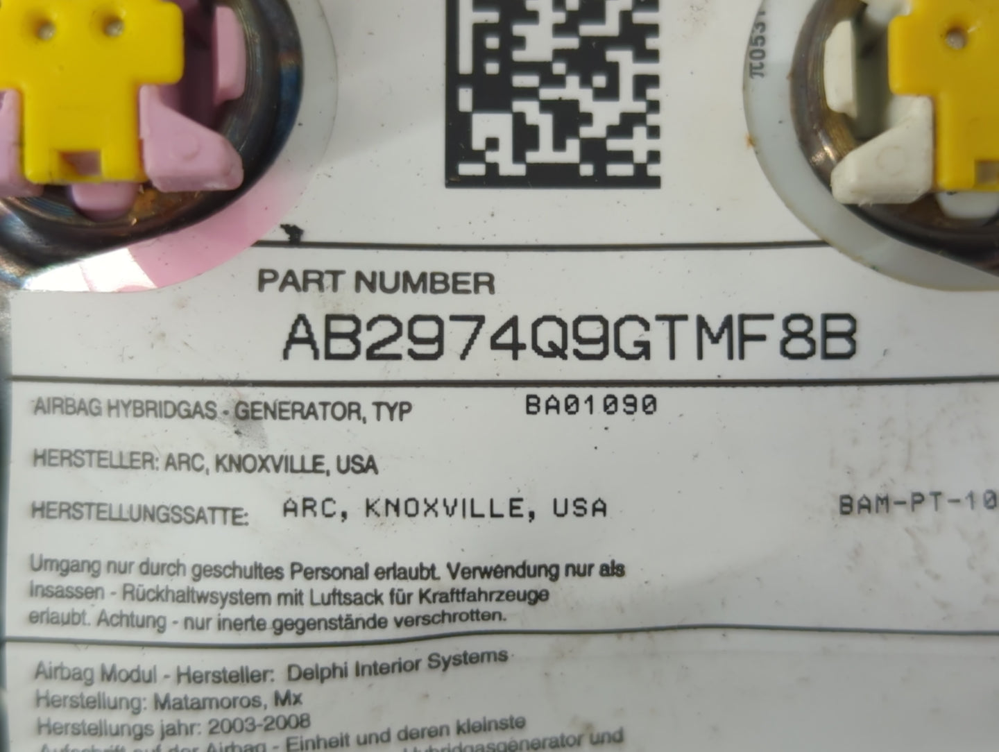2006-2010 Pontiac G6 Air Bag Driver Left Steering Wheel Mounted P/N:AB2974Q9GTMF8B Fits Fits 2006 2007 2008 2009 2010 OEM Us