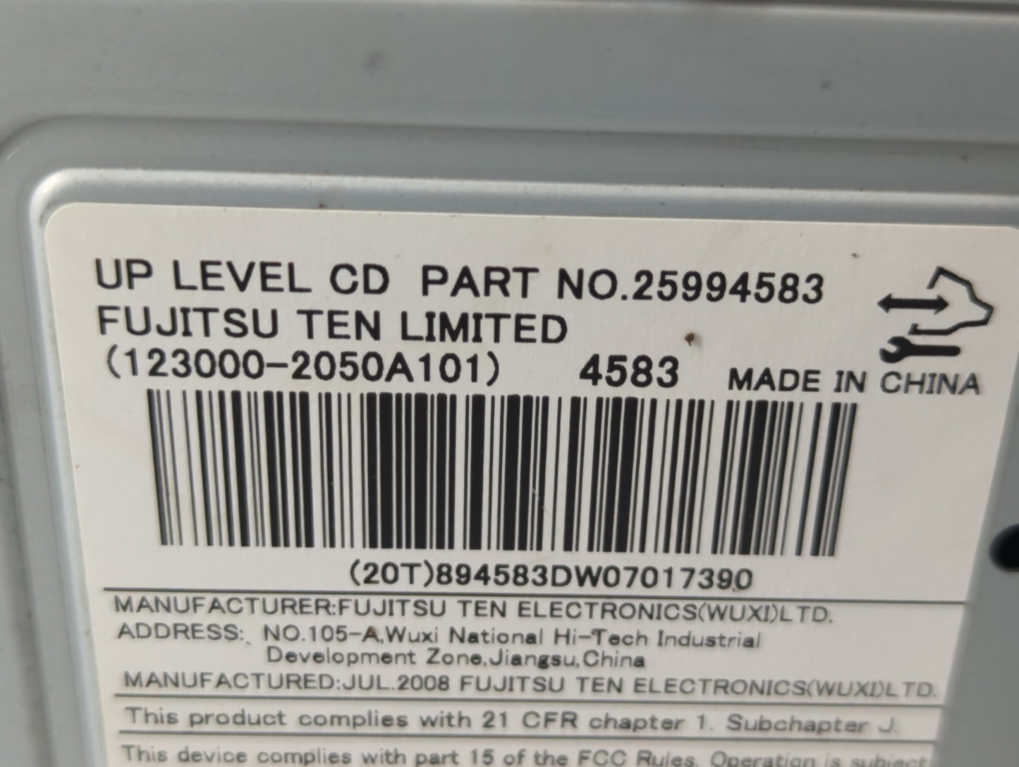 2009 Pontiac Torrent Radio AM FM Cd Player Receiver Replacement P/N:25994583 Fits OEM Used Auto Parts - Oemusedautoparts1.co