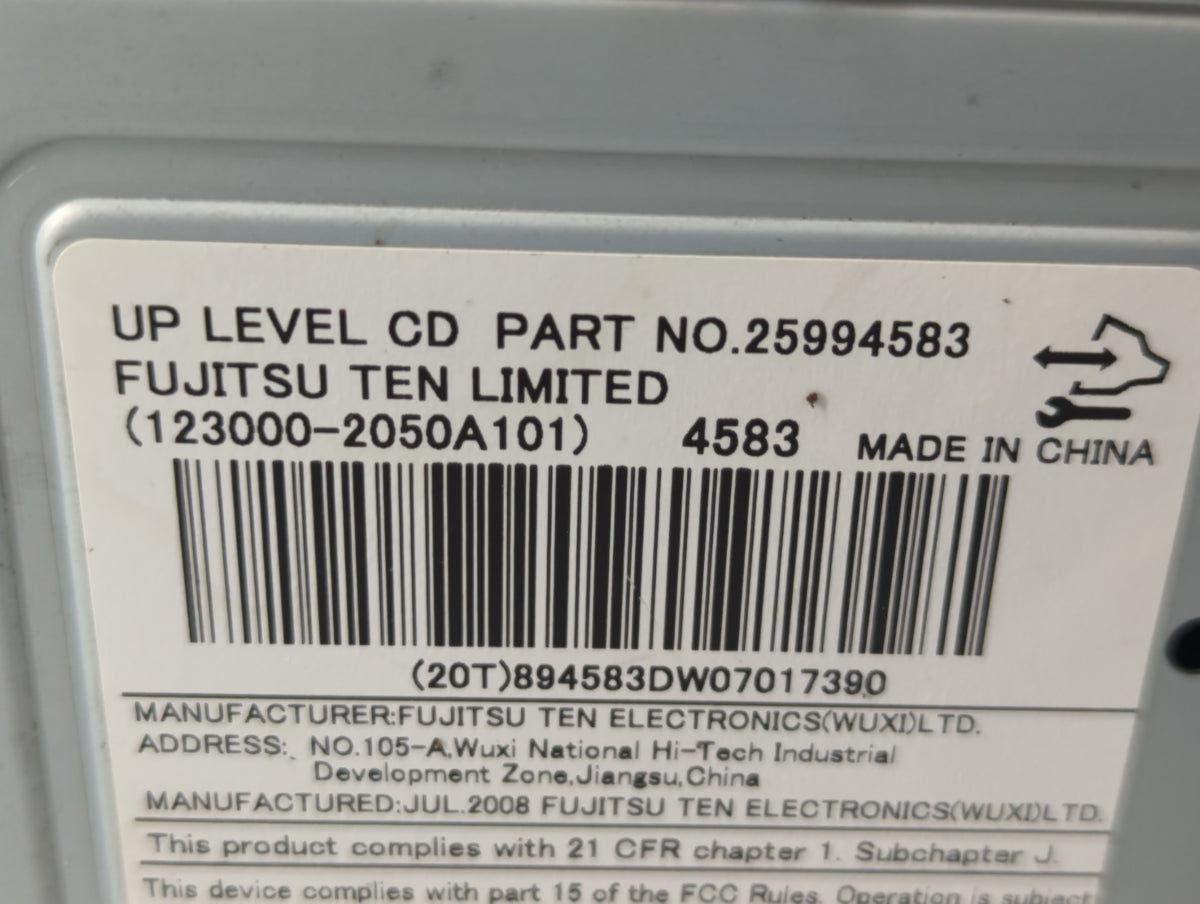 2009 Pontiac Torrent Radio AM FM Cd Player Receiver Replacement P/N:25994583 OEM Used Auto Parts - Oemusedautoparts1.com
