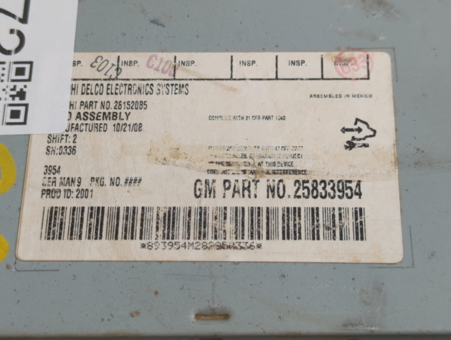 2009 Saturn Aura Radio AM FM Cd Player Receiver Replacement P/N:25833954 Fits OEM Used Auto Parts - Oemusedautoparts1.com