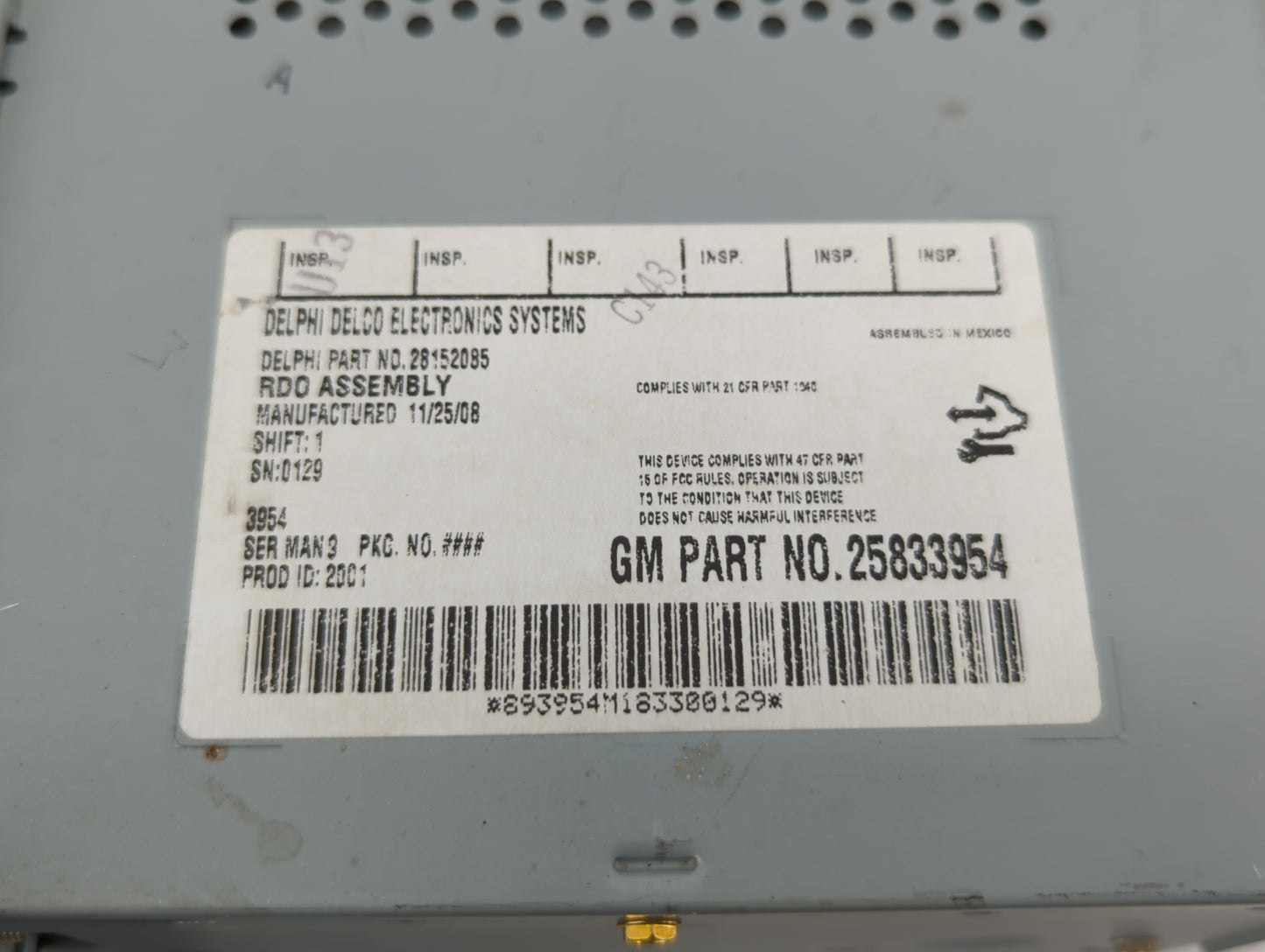 2009 Saturn Aura Radio AM FM Cd Player Receiver Replacement P/N:15948188 25833954 Fits OEM Used Auto Parts - Oemusedautopart