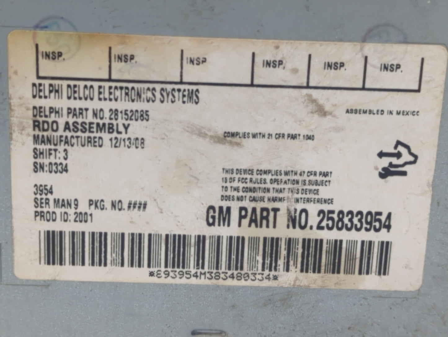 2009 Saturn Aura Radio AM FM Cd Player Receiver Replacement P/N:15948188 25833954 Fits OEM Used Auto Parts - Oemusedautopart