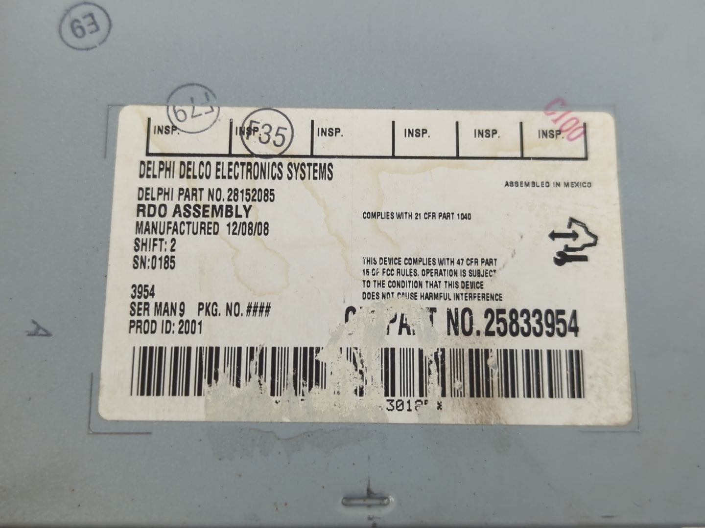 2009 Saturn Aura Radio AM FM Cd Player Receiver Replacement P/N:25833954 Fits OEM Used Auto Parts - Oemusedautoparts1.com