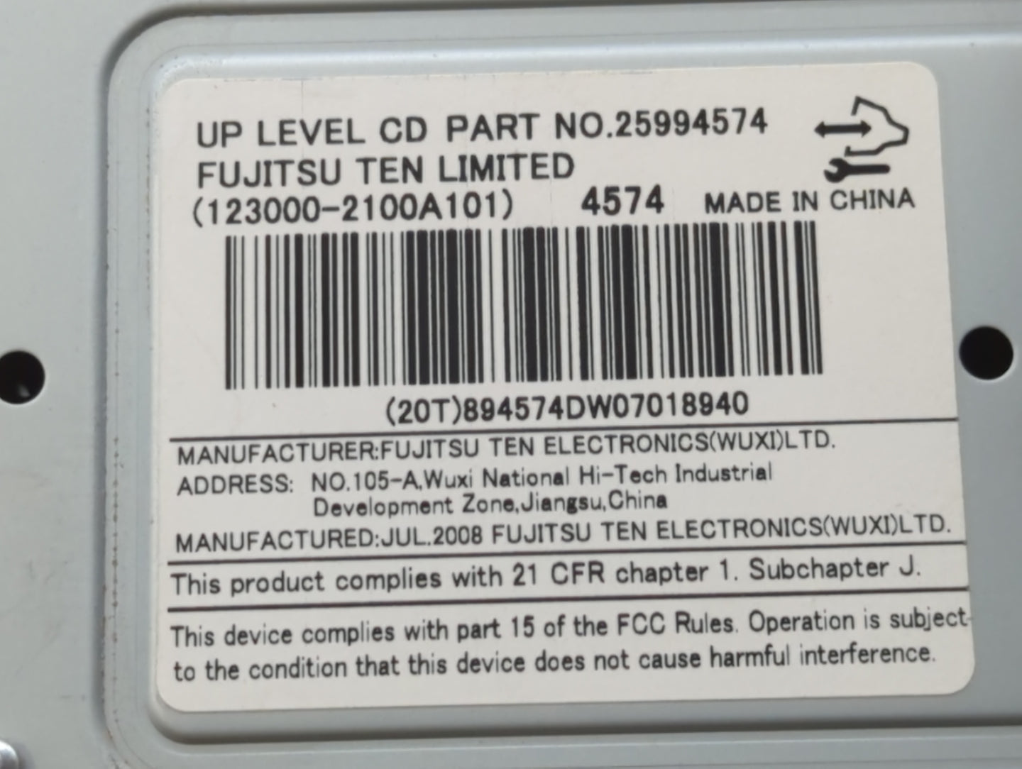 2009 Saturn Vue Radio AM FM Cd Player Receiver Replacement P/N:25994574 20790696 Fits OEM Used Auto Parts - Oemusedautoparts