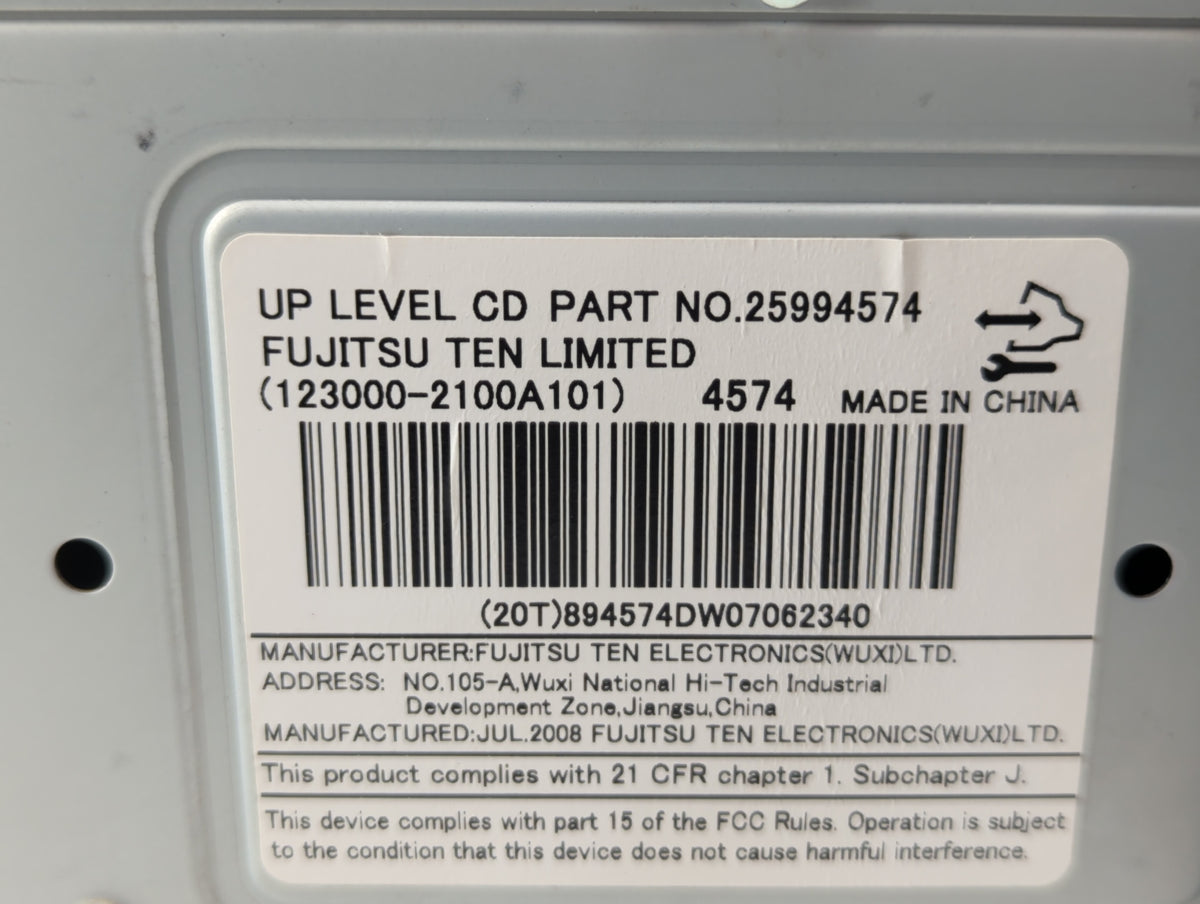 2009 Saturn Vue Radio AM FM Cd Player Receiver Replacement P/N:20790696 25994574 OEM Used Auto Parts - Oemusedautoparts1.com