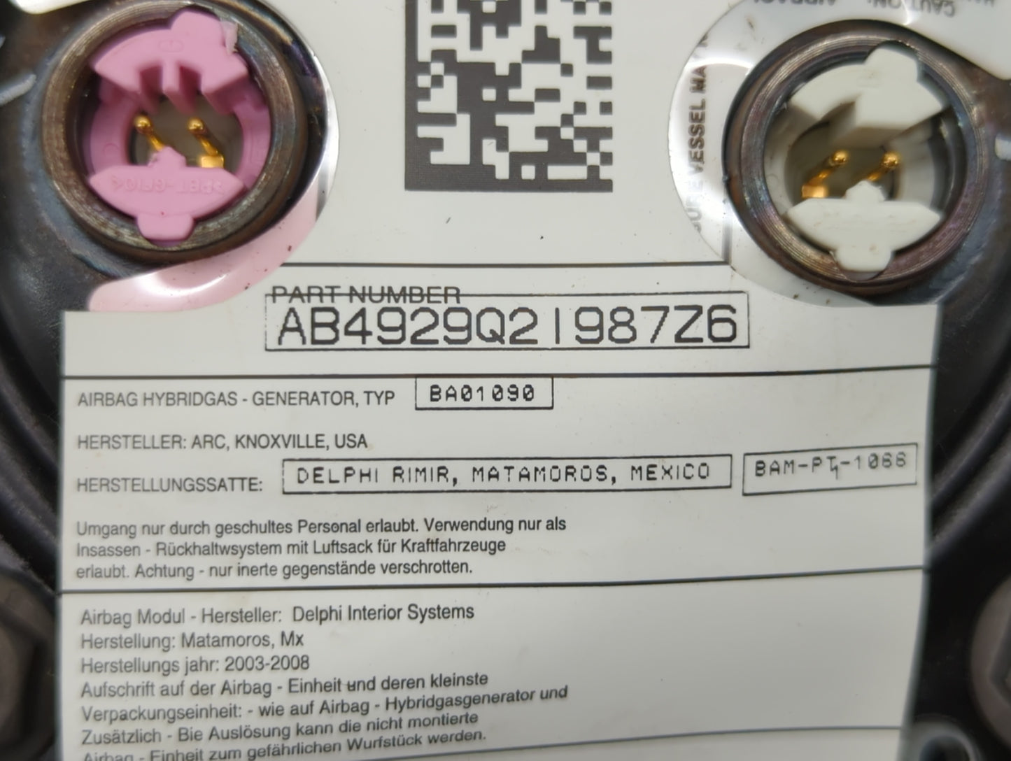 2006-2009 Scion Tc Air Bag Driver Left Steering Wheel Mounted P/N:16870821 BAM-PT1-1066 Fits Fits 2006 2007 2008 2009 OEM Us