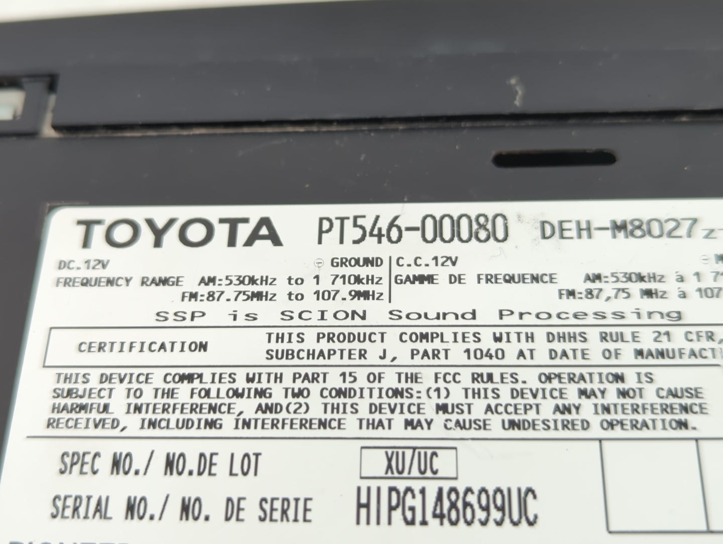2008-2010 Scion Tc Am Fm Cd Player Radio Receiver - Oemusedautoparts1.com