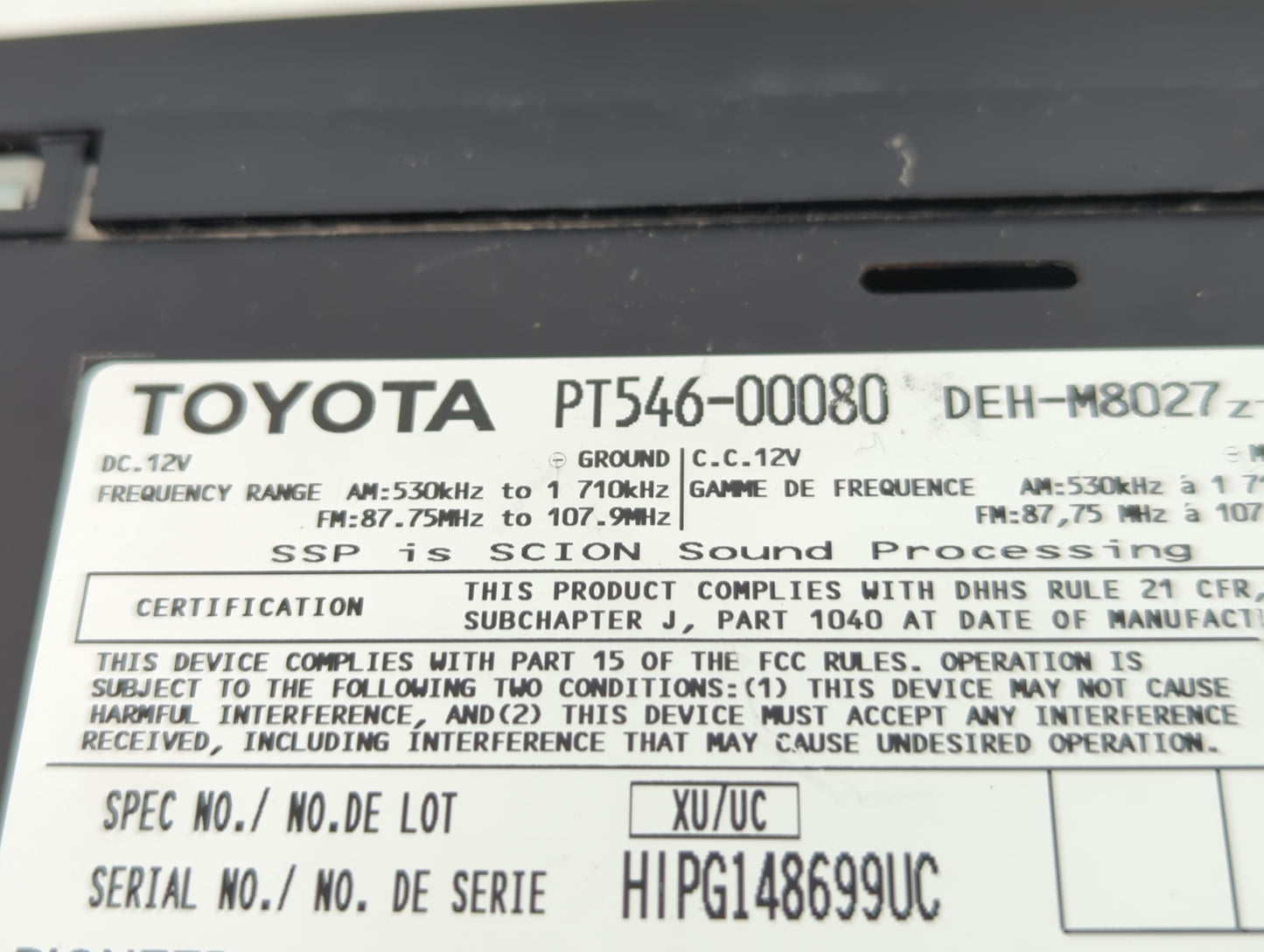 2008-2010 Scion Tc Am Fm Cd Player Radio Receiver - Oemusedautoparts1.com