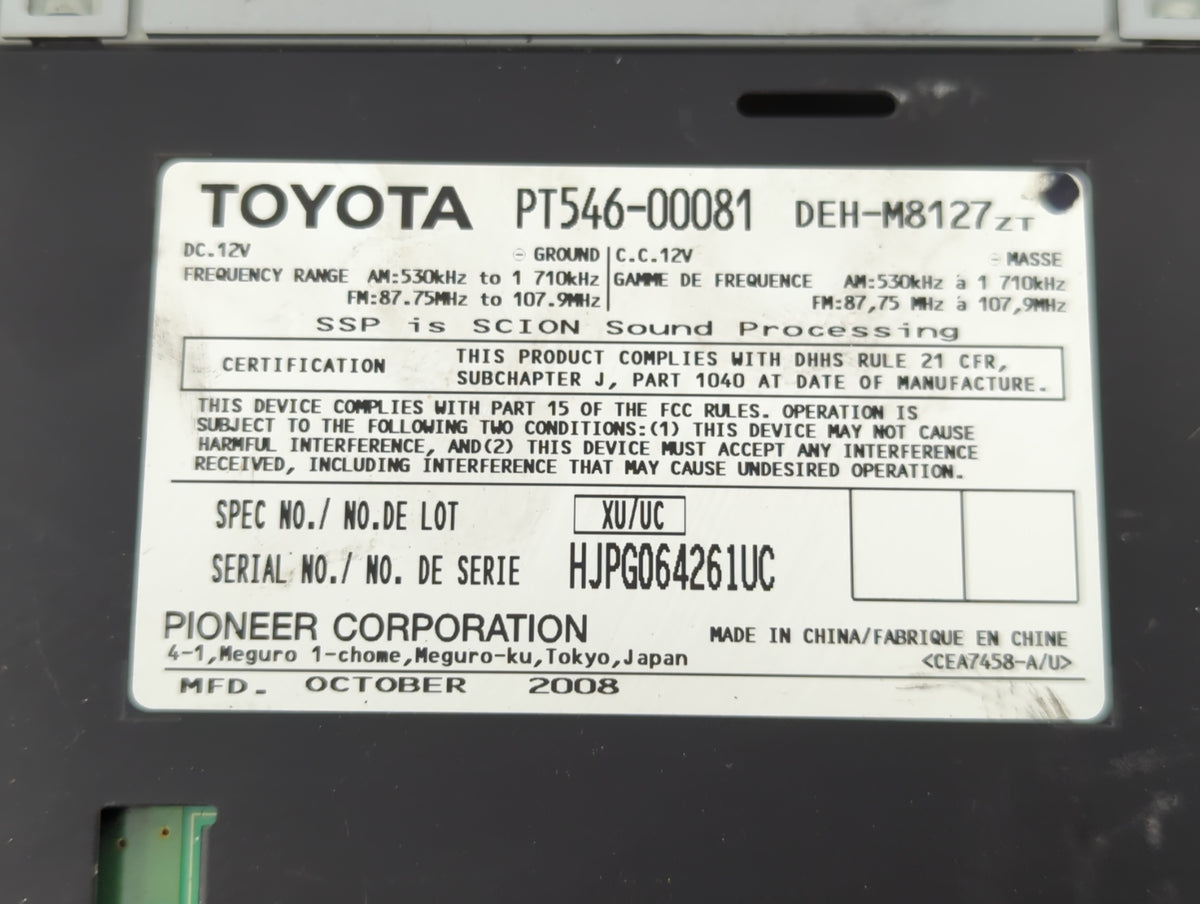 2006-2010 Scion Tc Am Fm Cd Player Radio Receiver 742781 - Oemusedautoparts1.com