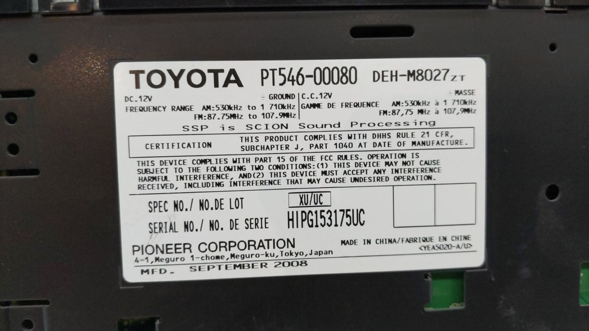 2008-2014 Scion Xb Am Fm Cd Player Radio Receiver 225901 - Oemusedautoparts1.com