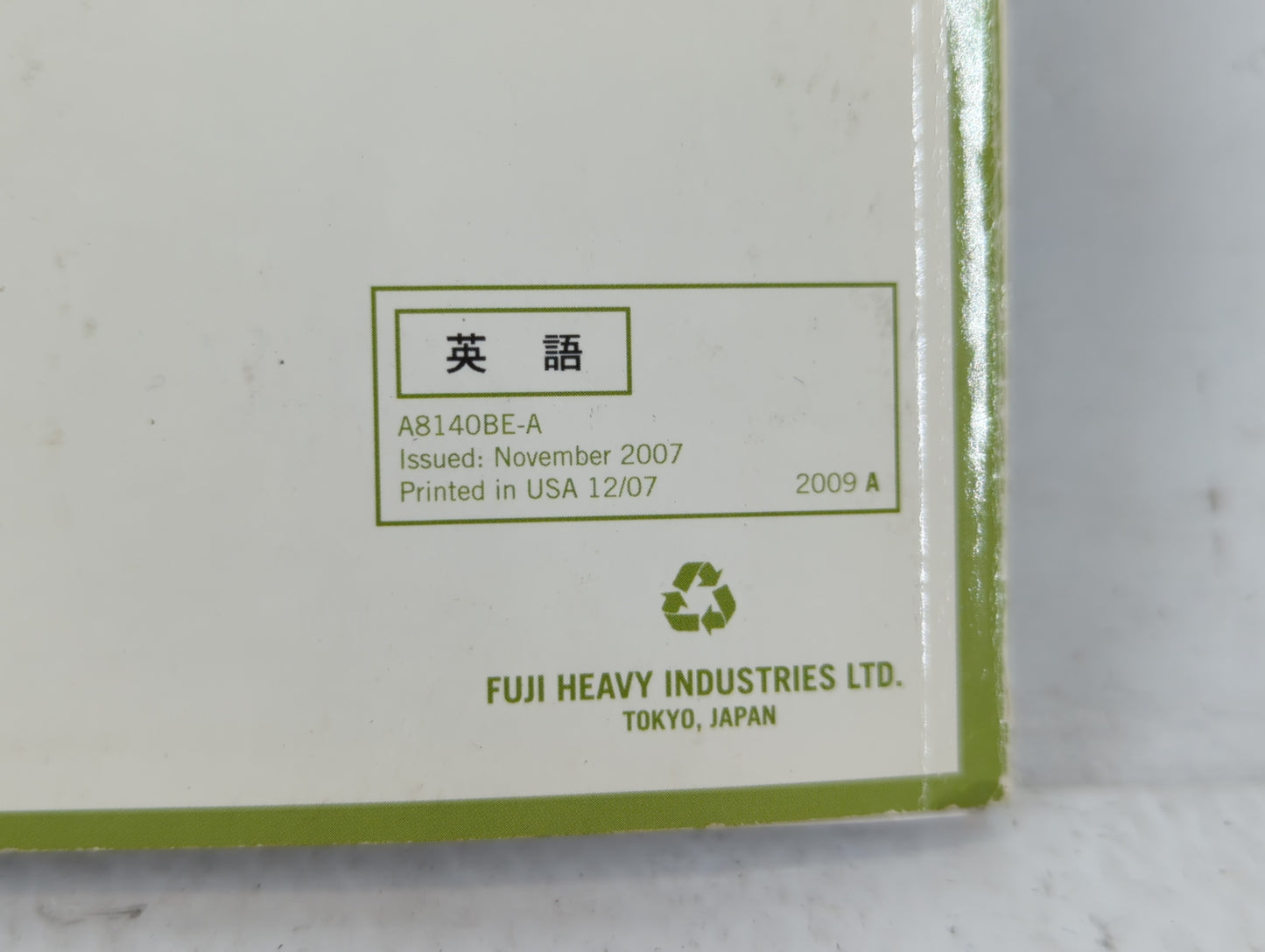 2009 Subaru Forester Owners Manual Book Guide P/N:A8140BE-A OEM Used Auto Parts - Oemusedautoparts1.com