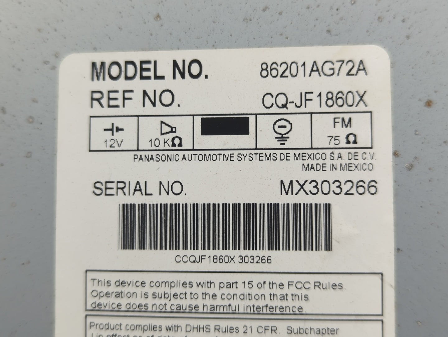 2007-2009 Subaru Legacy Radio AM FM Cd Player Receiver Replacement P/N:86210AG72A Fits Fits 2007 2008 2009 OEM Used Auto Par
