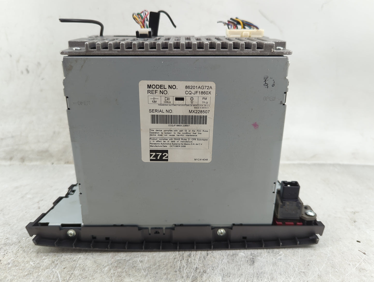 2009 Subaru Legacy Radio AM FM Cd Player Receiver Replacement P/N:86201AG72A Fits OEM Used Auto Parts - Oemusedautoparts1.co