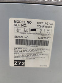 2009 Subaru Legacy Radio AM FM Cd Player Receiver Replacement P/N:86201AG72A Fits OEM Used Auto Parts - Oemusedautoparts1.co