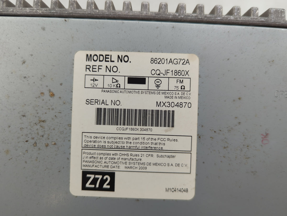 2007-2009 Subaru Legacy Radio AM FM Cd Player Receiver Replacement P/N:86201AG72A CQ-JF1860X Fits Fits 2007 2008 2009 OEM Us