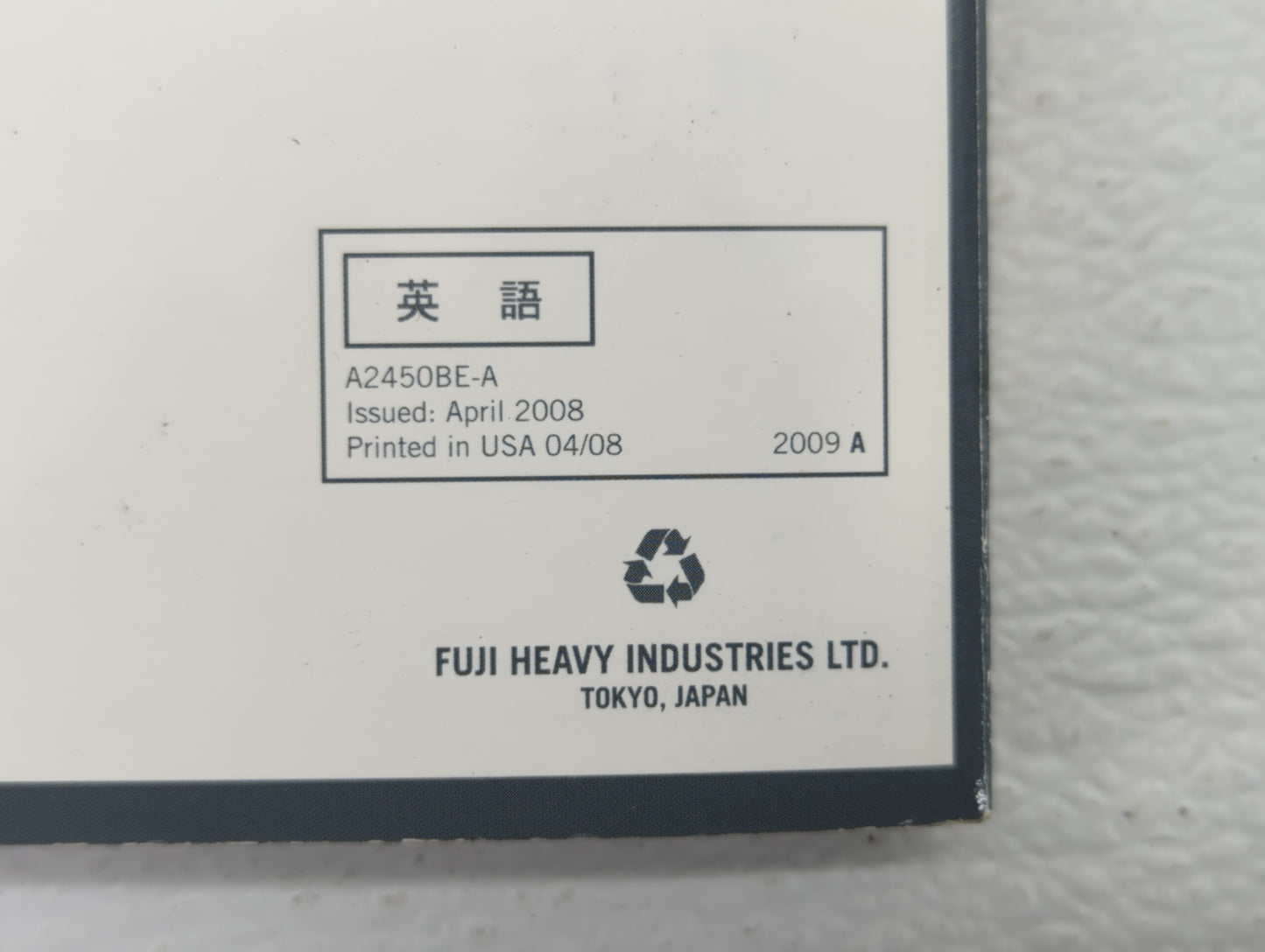 2009 Subaru Legacy Owners Manual Book Guide OEM Used Auto Parts - Oemusedautoparts1.com