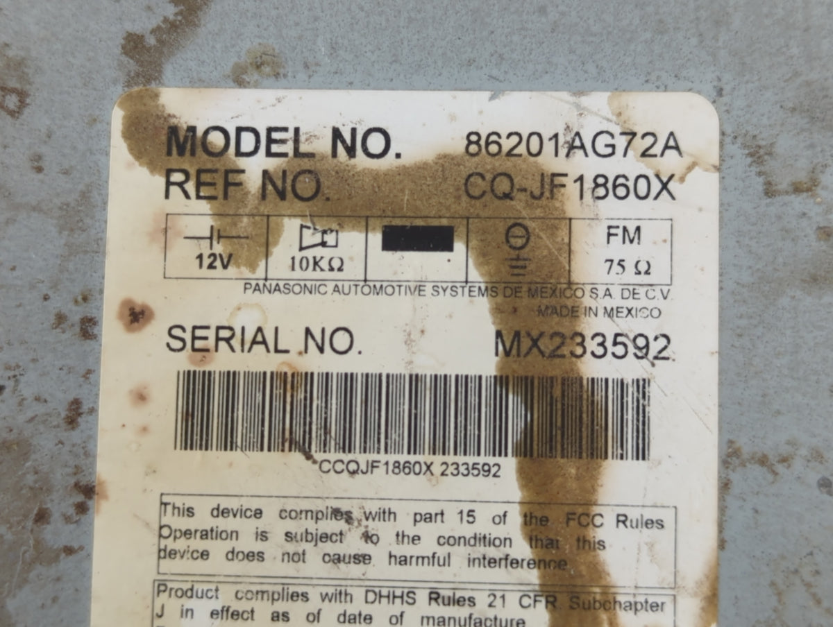 2007-2009 Subaru Legacy Am Fm Cd Player Radio Receiver 769538 - Oemusedautoparts1.com
