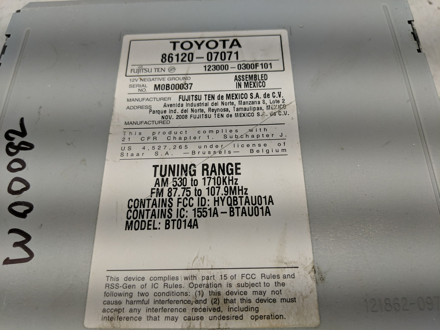 2009 Toyota Avalon Radio AM FM Cd Player Receiver Replacement Fits OEM Used Auto Parts - Oemusedautoparts1.com