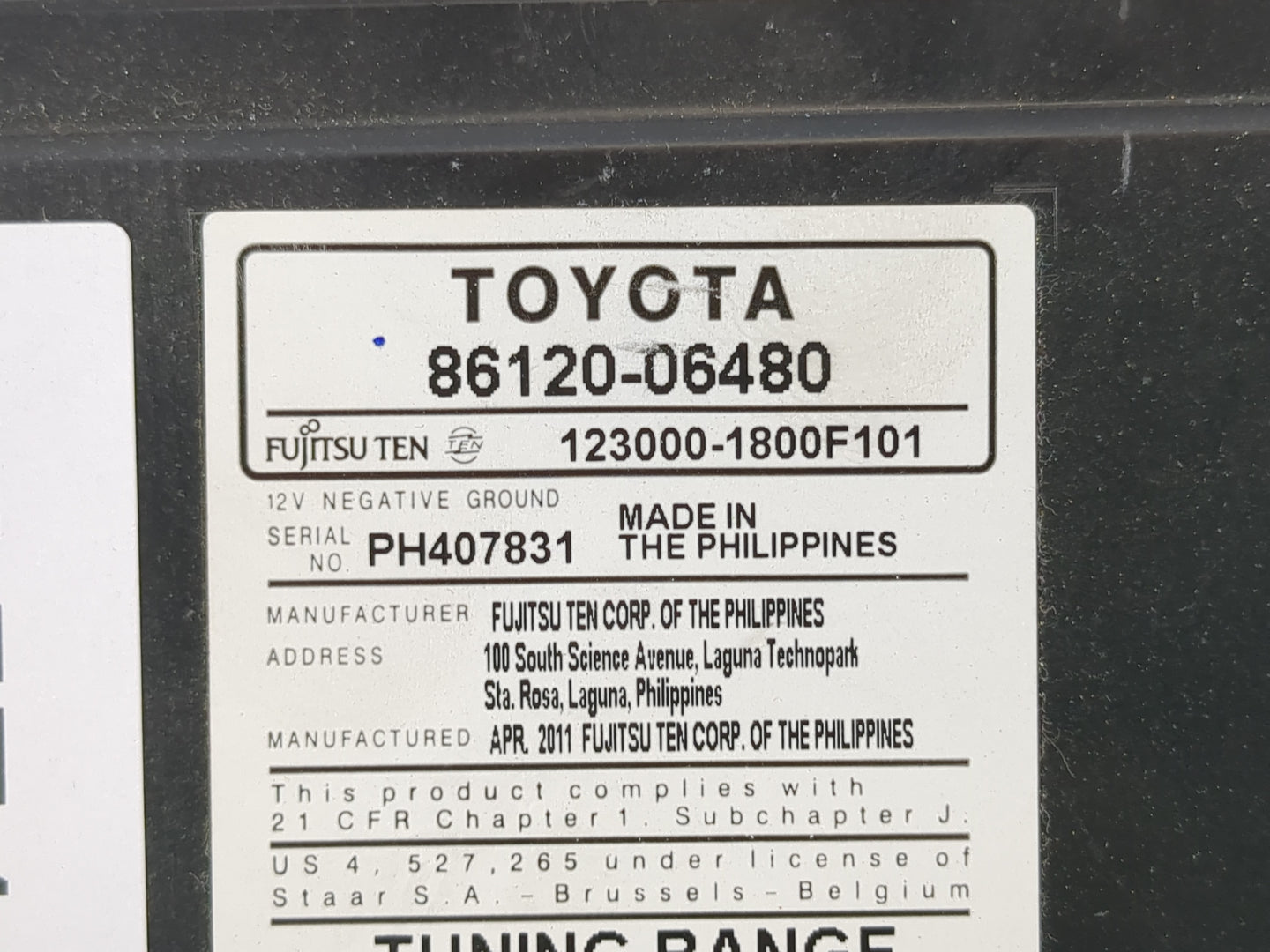2007-2009 Toyota Camry Radio AM FM Cd Player Receiver Replacement P/N:86120-06480 Fits Fits 2007 2008 2009 OEM Used Auto Par
