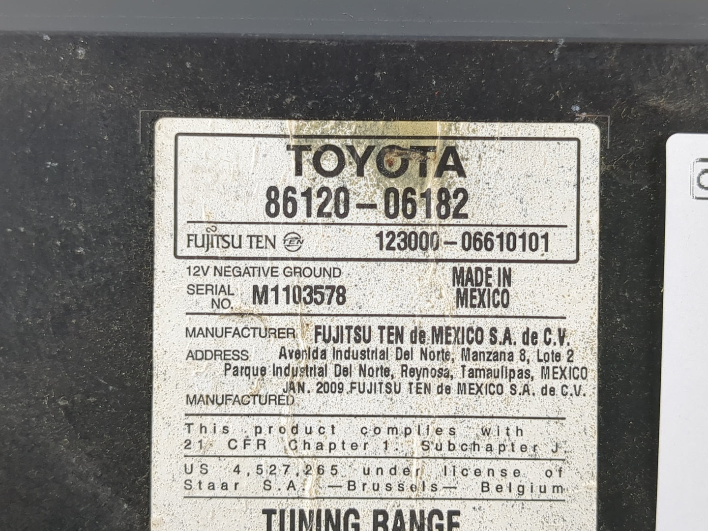 2007-2009 Toyota Camry Radio AM FM Cd Player Receiver Replacement P/N:86120-06182 Fits Fits 2007 2008 2009 OEM Used Auto Par