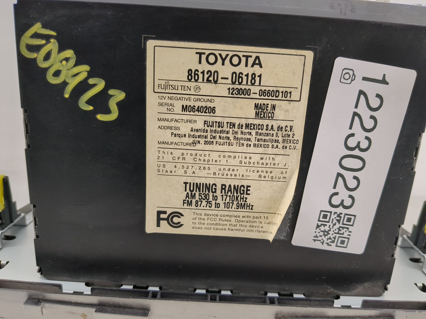 2007-2009 Toyota Camry Radio AM FM Cd Player Receiver Replacement P/N:86120-06181 Fits Fits 2007 2008 2009 OEM Used Auto Par