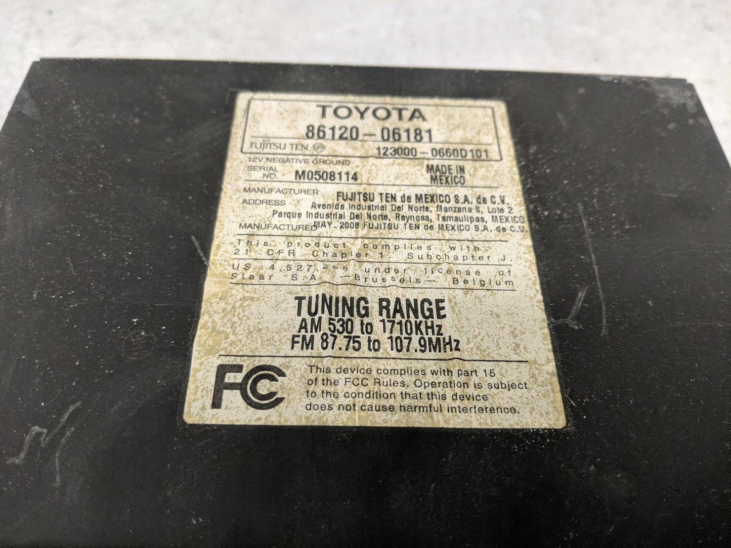 2007-2009 Toyota Camry Radio AM FM Cd Player Receiver Replacement P/N:86120-06181 Fits Fits 2007 2008 2009 OEM Used Auto Par