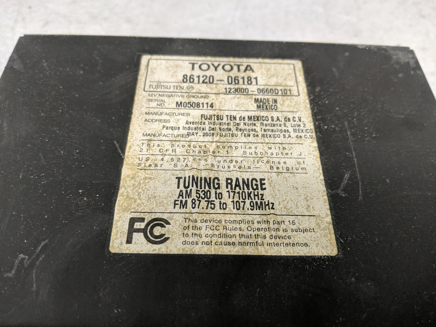 2007-2009 Toyota Camry Radio AM FM Cd Player Receiver Replacement P/N:86120-06181 Fits Fits 2007 2008 2009 OEM Used Auto Par
