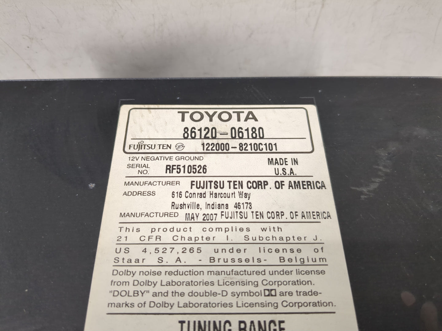 2007-2009 Toyota Camry Radio AM FM Cd Player Receiver Replacement P/N:06120-06180 86120-33891 Fits Fits 2007 2008 2009 OEM U