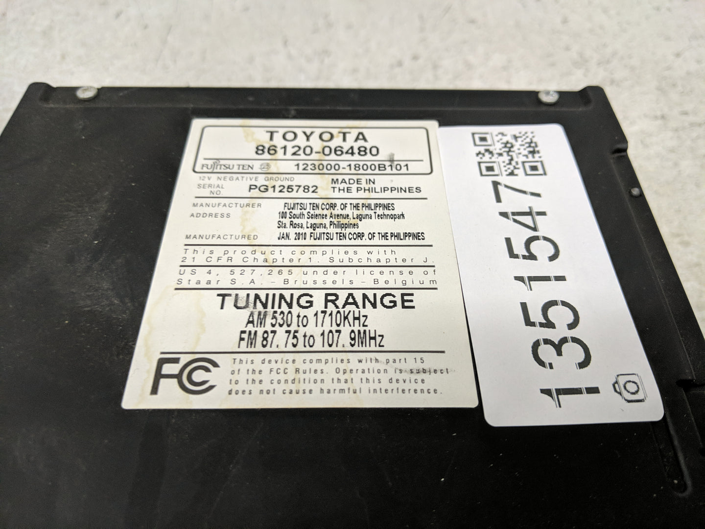 2007-2009 Toyota Camry Radio AM FM Cd Player Receiver Replacement P/N:86120-06480 Fits Fits 2007 2008 2009 OEM Used Auto Par