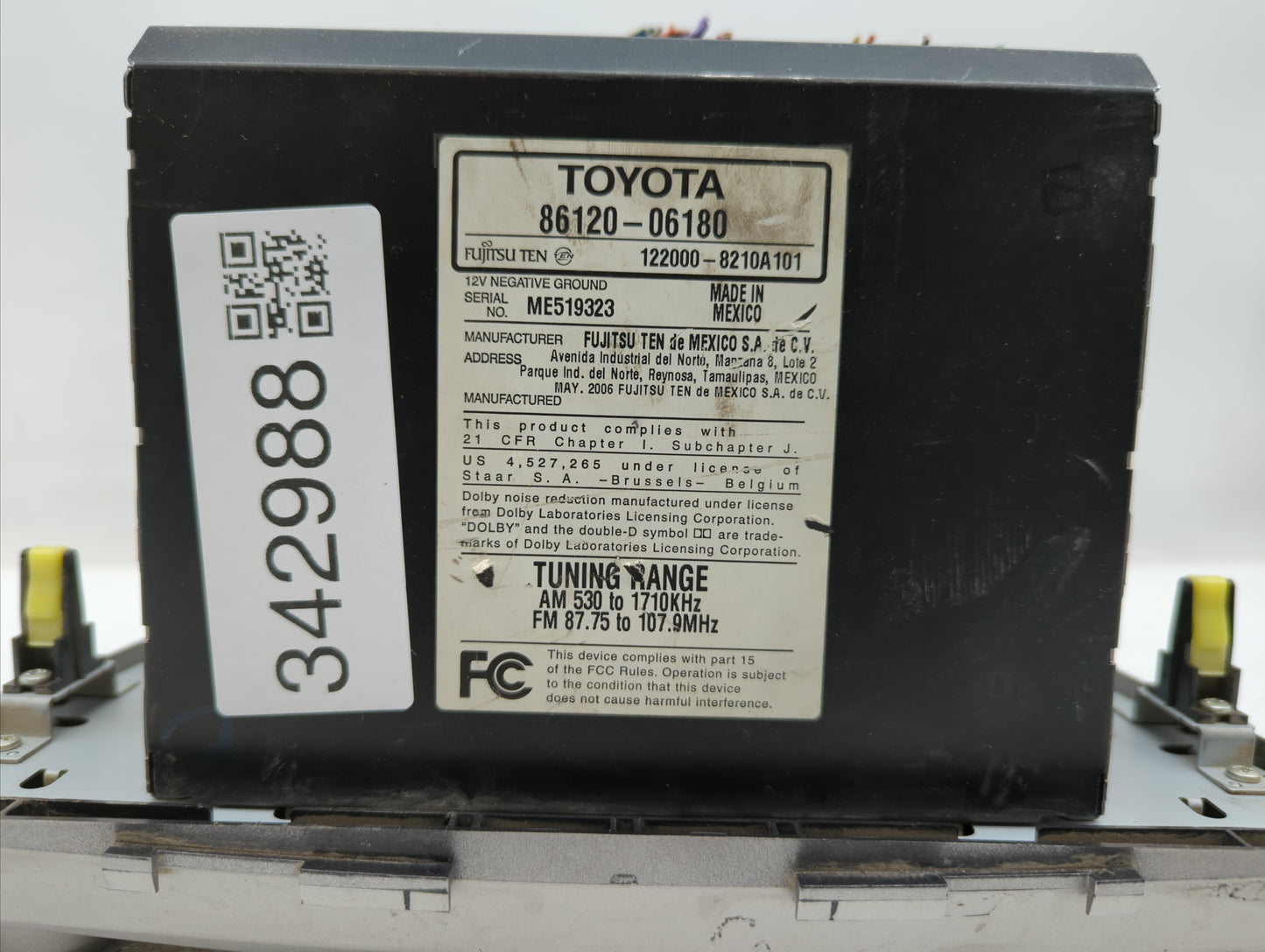2007-2009 Toyota Camry Radio AM FM Cd Player Receiver Replacement P/N:86120-06182 86120-33890 Fits Fits 2007 2008 2009 OEM U