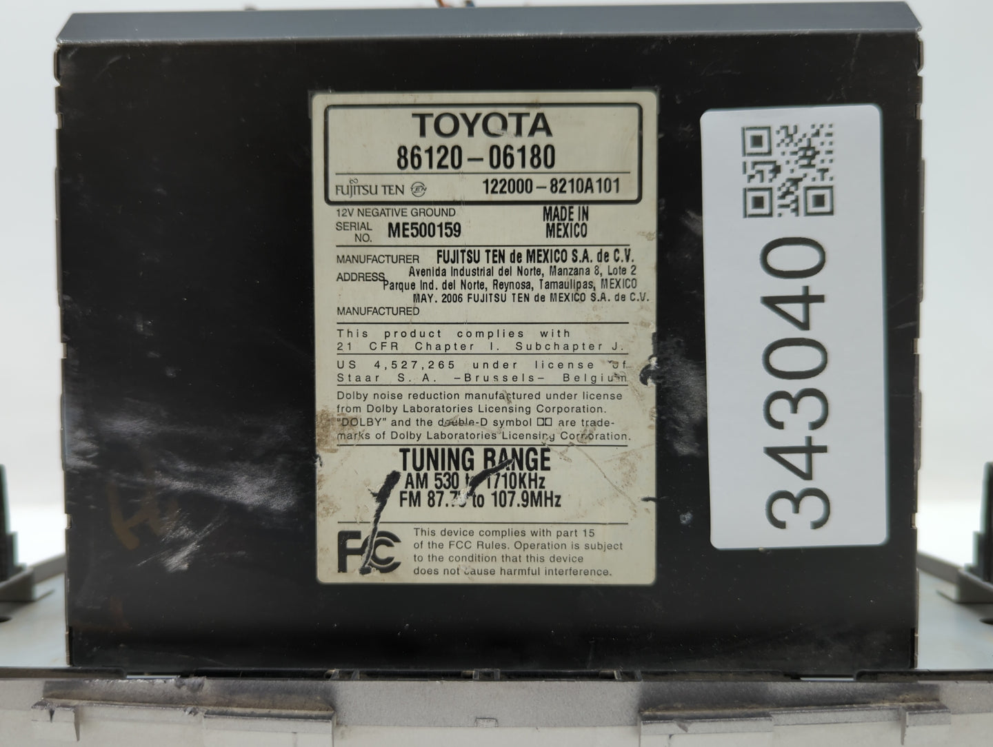 2007-2009 Toyota Camry Radio AM FM Cd Player Receiver Replacement P/N:86120-06182 86120-33890 Fits Fits 2007 2008 2009 OEM U