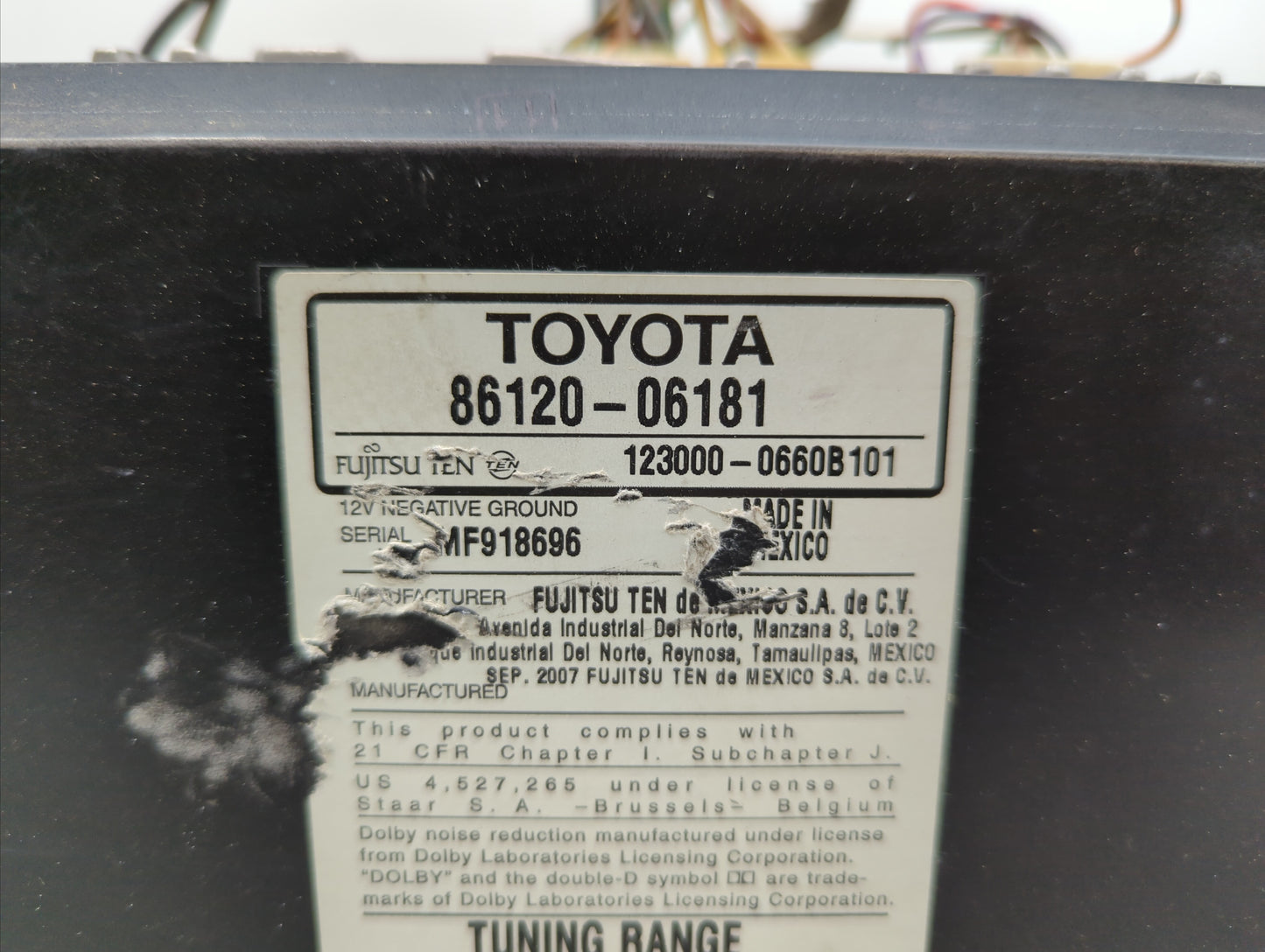 2007-2009 Toyota Camry Am Fm Cd Player Radio Receiver - Oemusedautoparts1.com