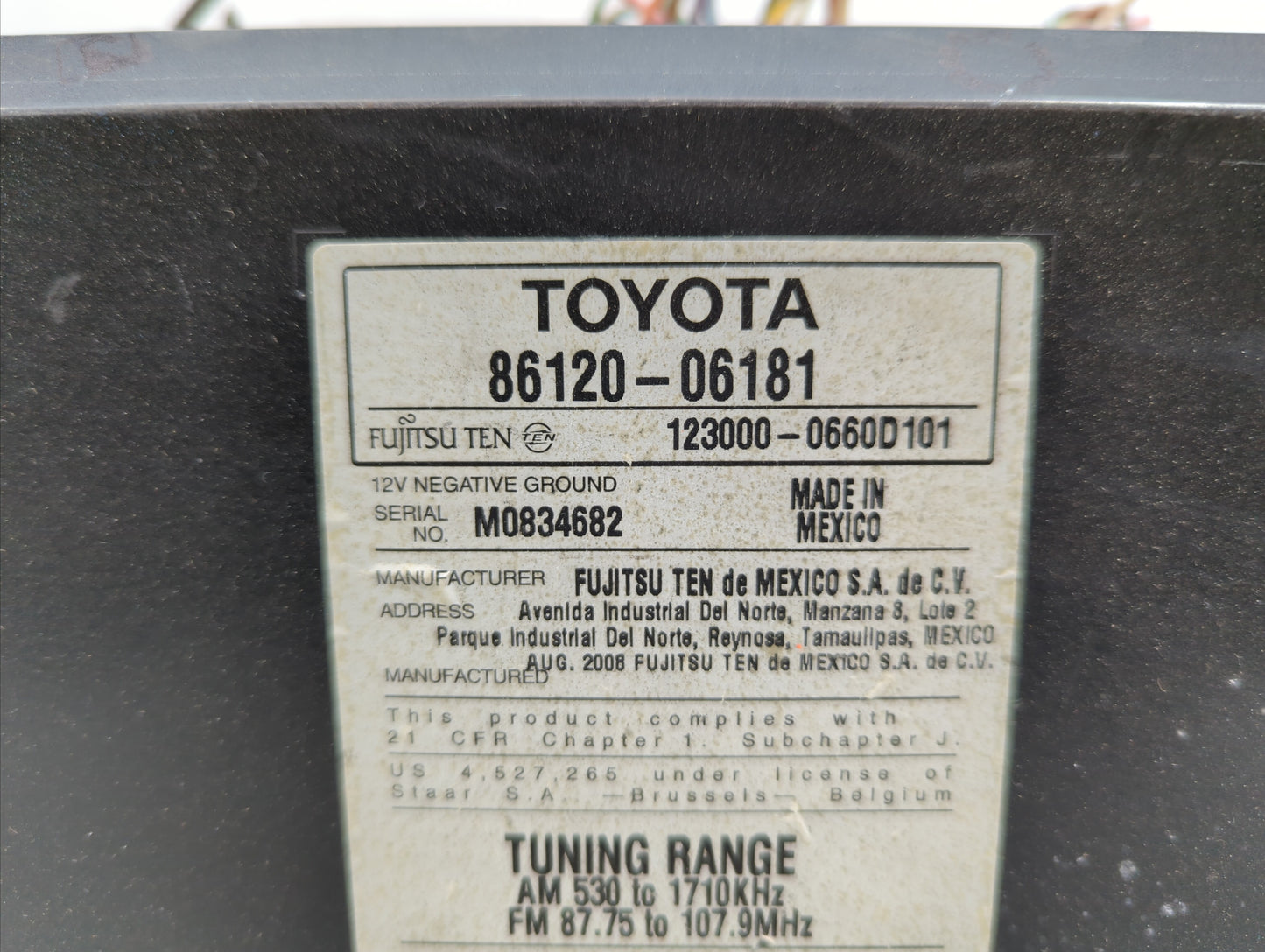 2007-2009 Toyota Camry Am Fm Cd Player Radio Receiver - Oemusedautoparts1.com