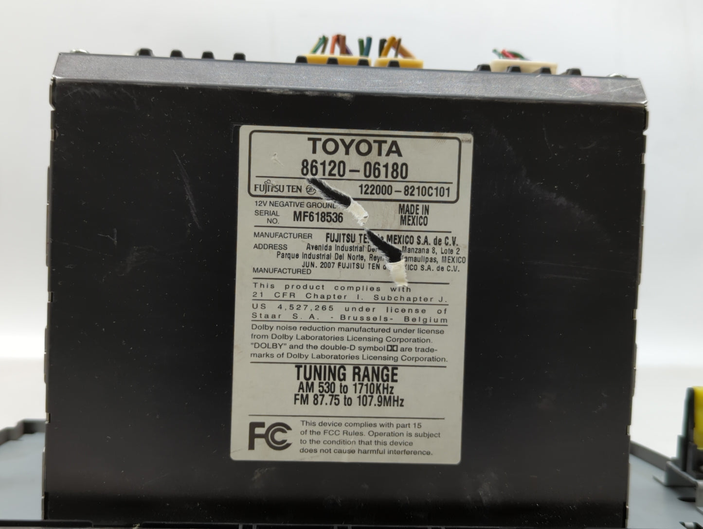 2007-2009 Toyota Camry Am Fm Cd Player Radio Receiver - Oemusedautoparts1.com