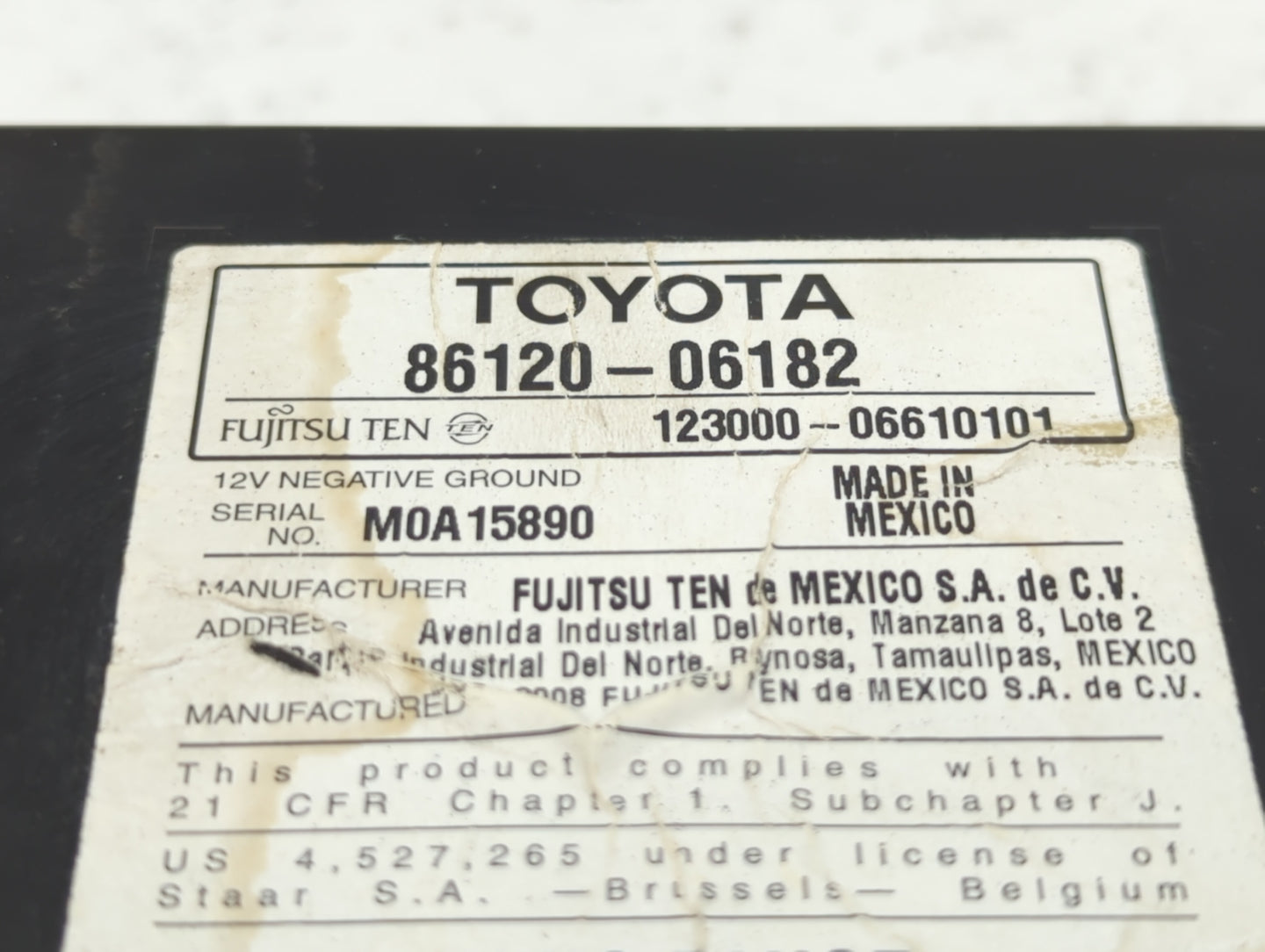 2007-2009 Toyota Camry Am Fm Cd Player Radio Receiver - Oemusedautoparts1.com