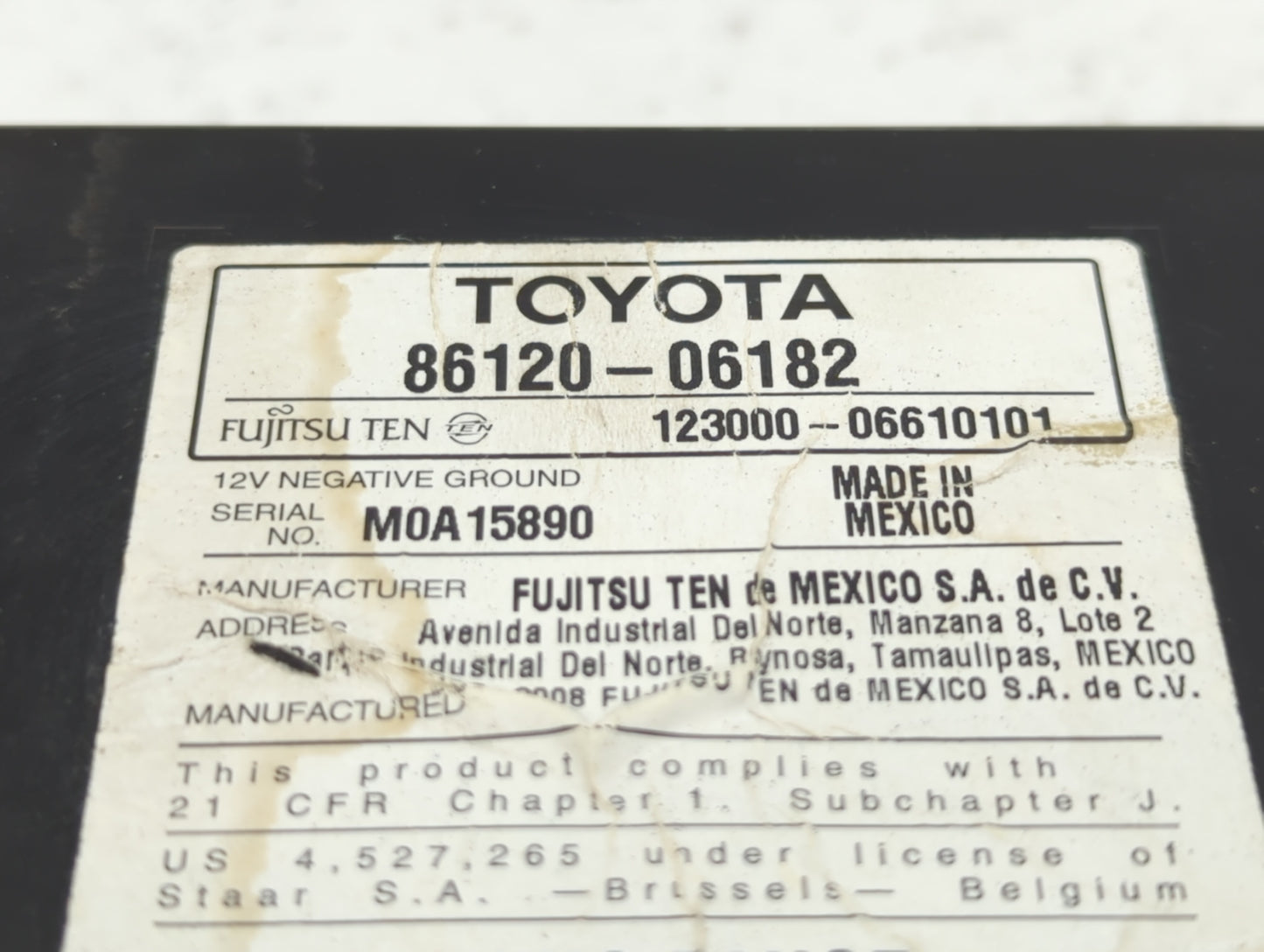 2007-2009 Toyota Camry Am Fm Cd Player Radio Receiver - Oemusedautoparts1.com