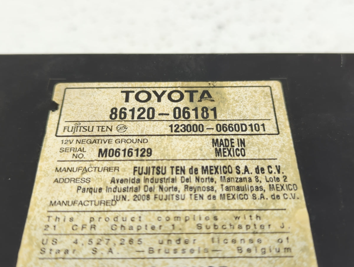 2007-2009 Toyota Camry Radio AM FM Cd Player Receiver Replacement P/N:86120-06181 Fits Fits 2007 2008 2009 OEM Used Auto Par