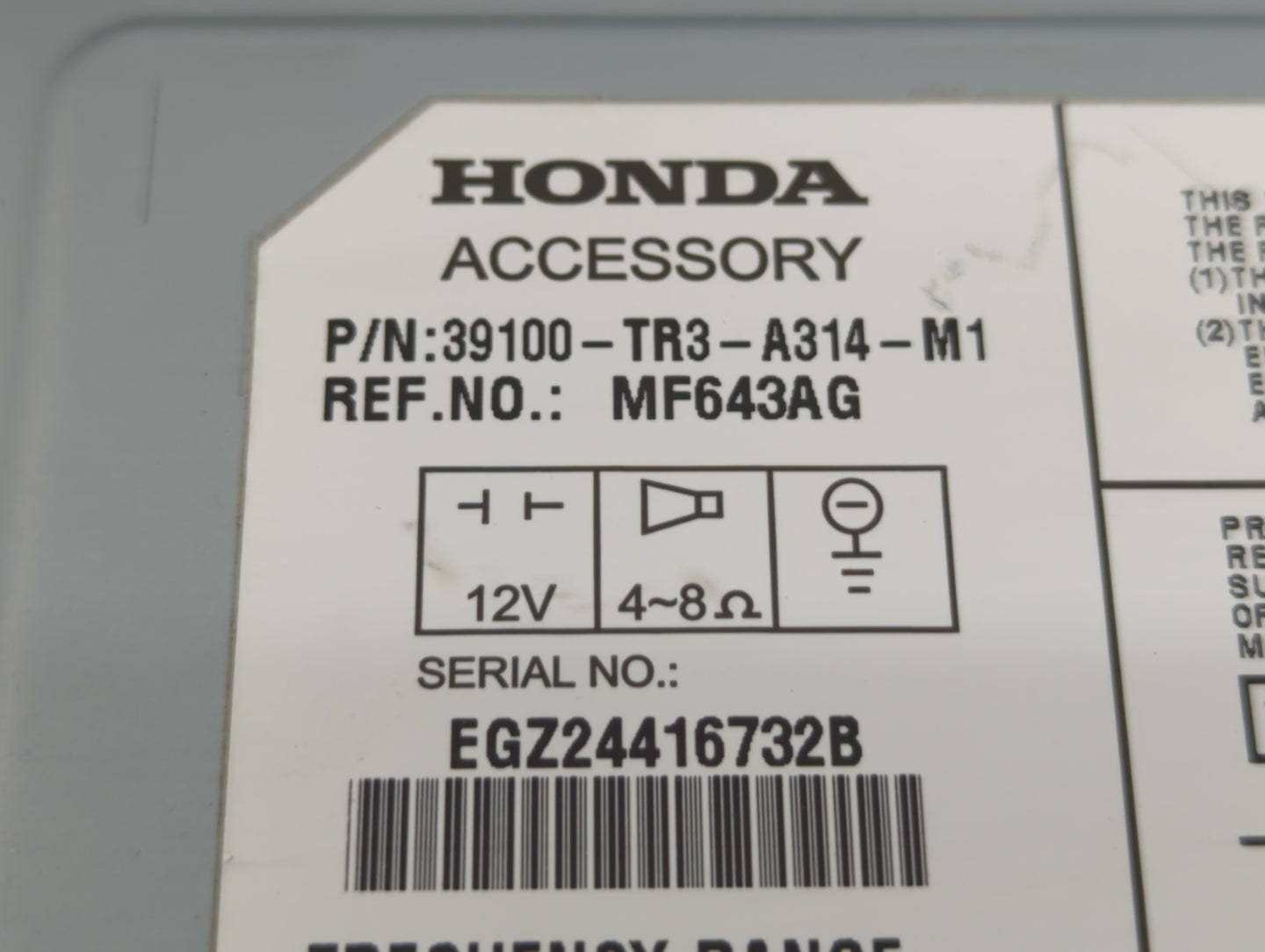 2007-2009 Toyota Camry Am Fm Cd Player Radio Receiver - Oemusedautoparts1.com