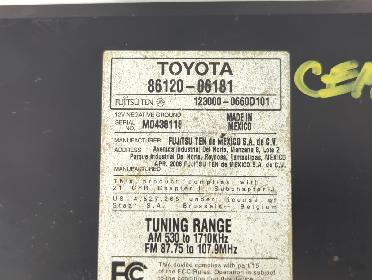 2007-2009 Toyota Camry Am Fm Cd Player Radio Receiver 572861 - Oemusedautoparts1.com