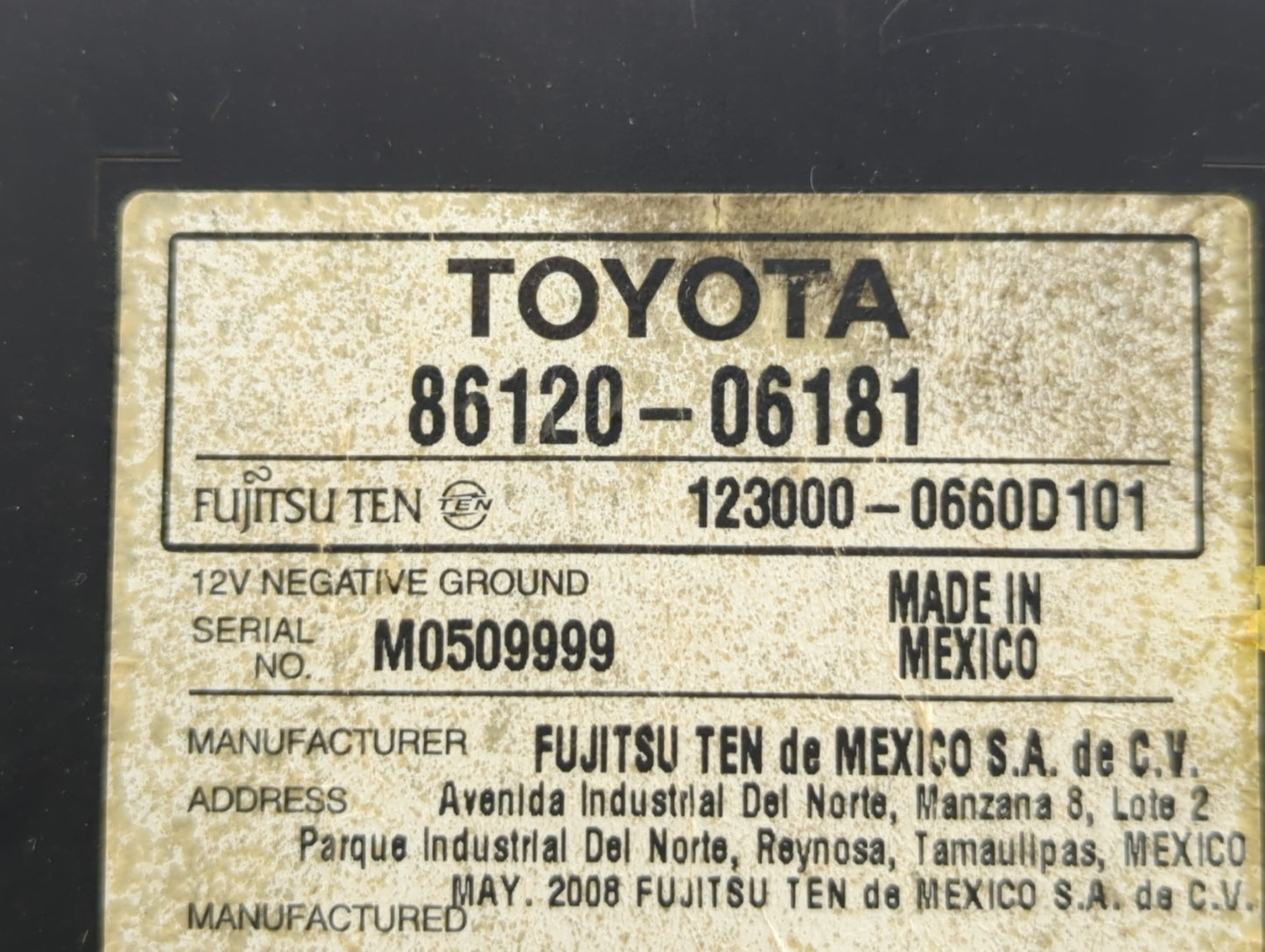 2007-2009 Toyota Camry Am Fm Cd Player Radio Receiver - Oemusedautoparts1.com