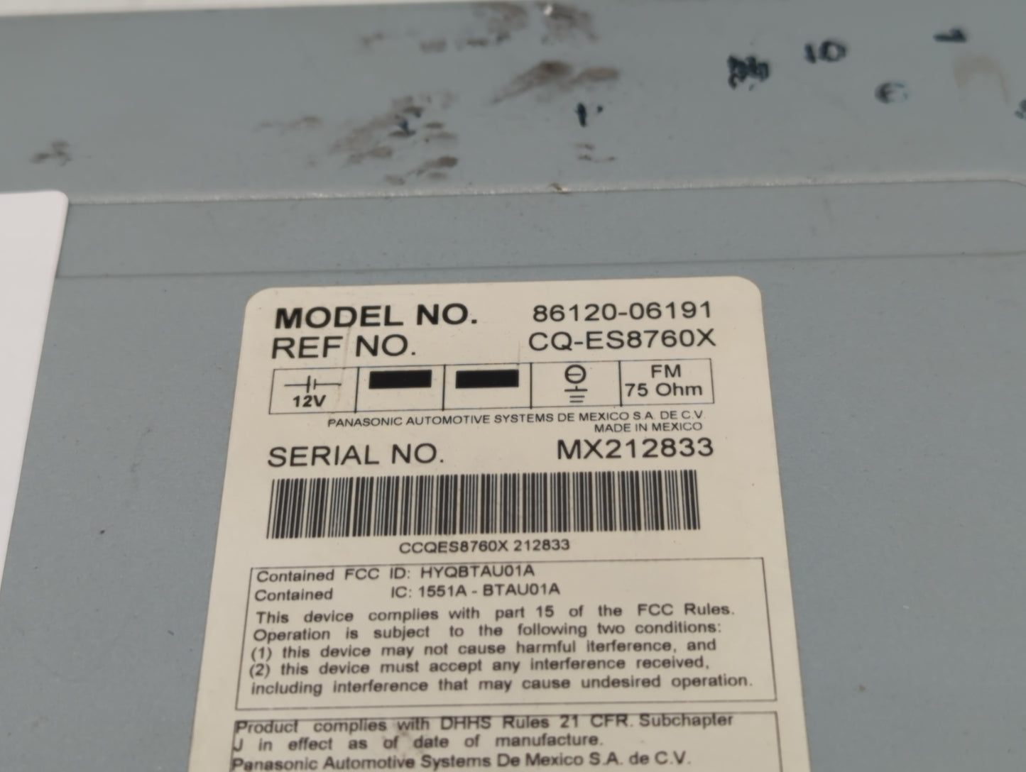 2007-2009 Toyota Camry Am Fm Cd Player Radio Receiver - Oemusedautoparts1.com