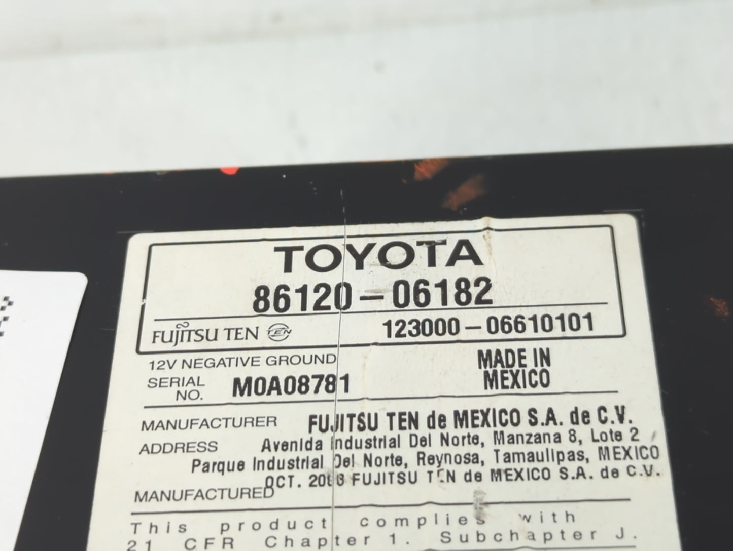 2007-2009 Toyota Camry Radio AM FM Cd Player Receiver Replacement P/N:86120-06182 Fits Fits 2007 2008 2009 OEM Used Auto Par