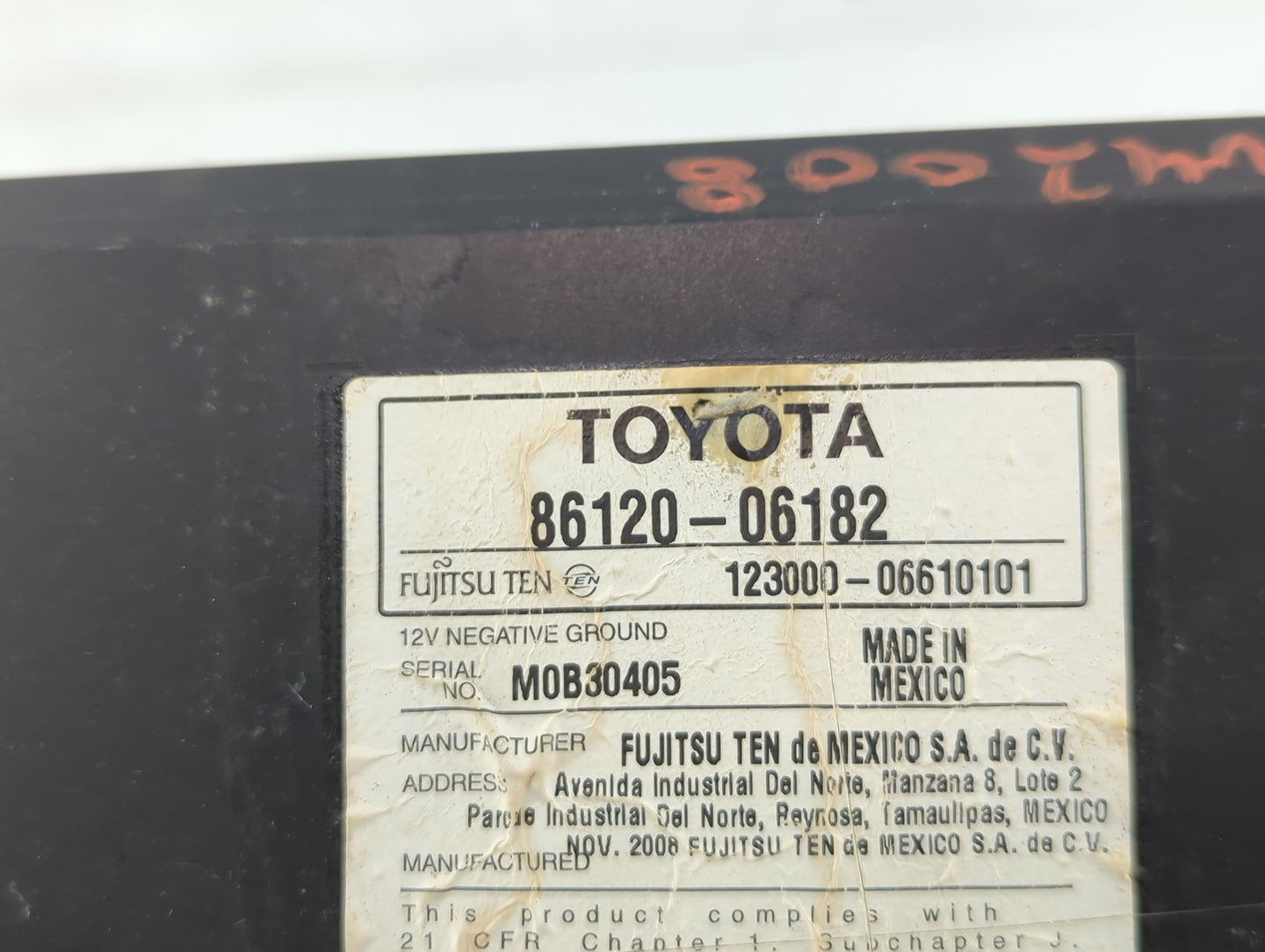 2007-2009 Toyota Camry Radio AM FM Cd Player Receiver Replacement P/N:86120-06182 86120-06181 Fits Fits 2007 2008 2009 OEM U