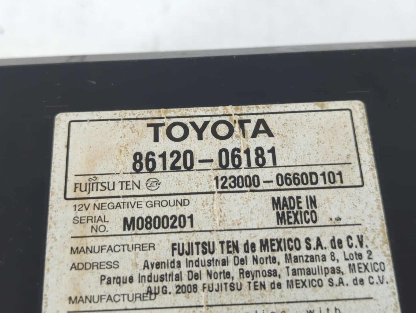 2007-2009 Toyota Camry Radio AM FM Cd Player Receiver Replacement P/N:86120-06181 Fits Fits 2007 2008 2009 OEM Used Auto Par