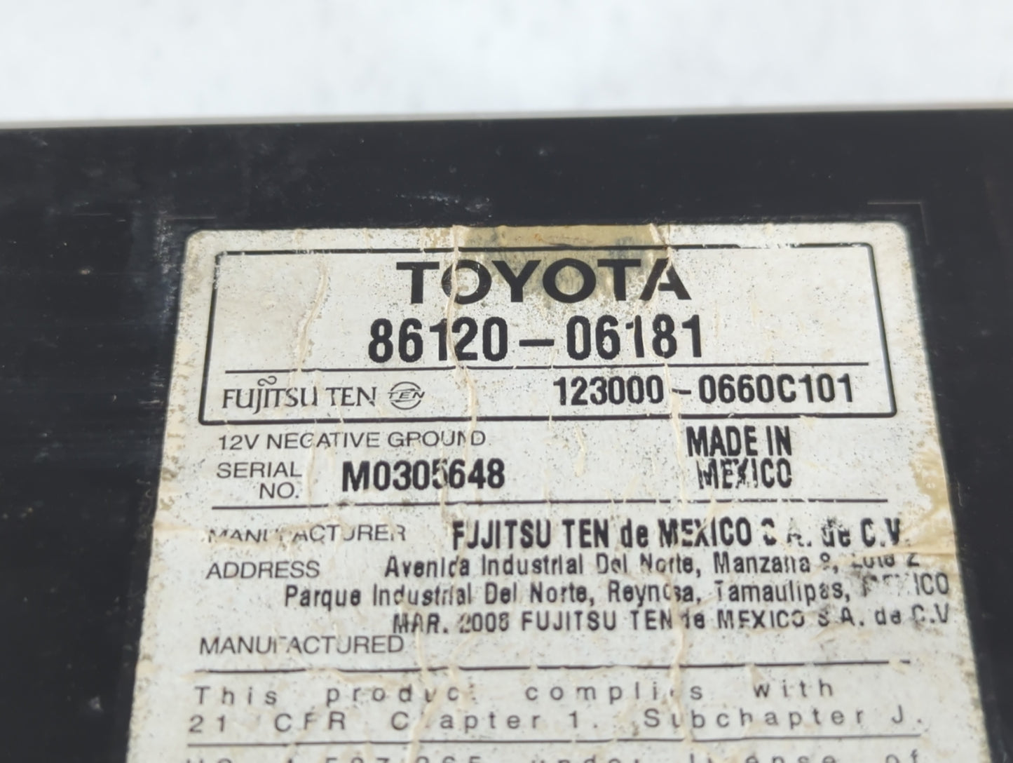 2007-2009 Toyota Camry Radio AM FM Cd Player Receiver Replacement P/N:86120-06181 Fits Fits 2007 2008 2009 OEM Used Auto Par