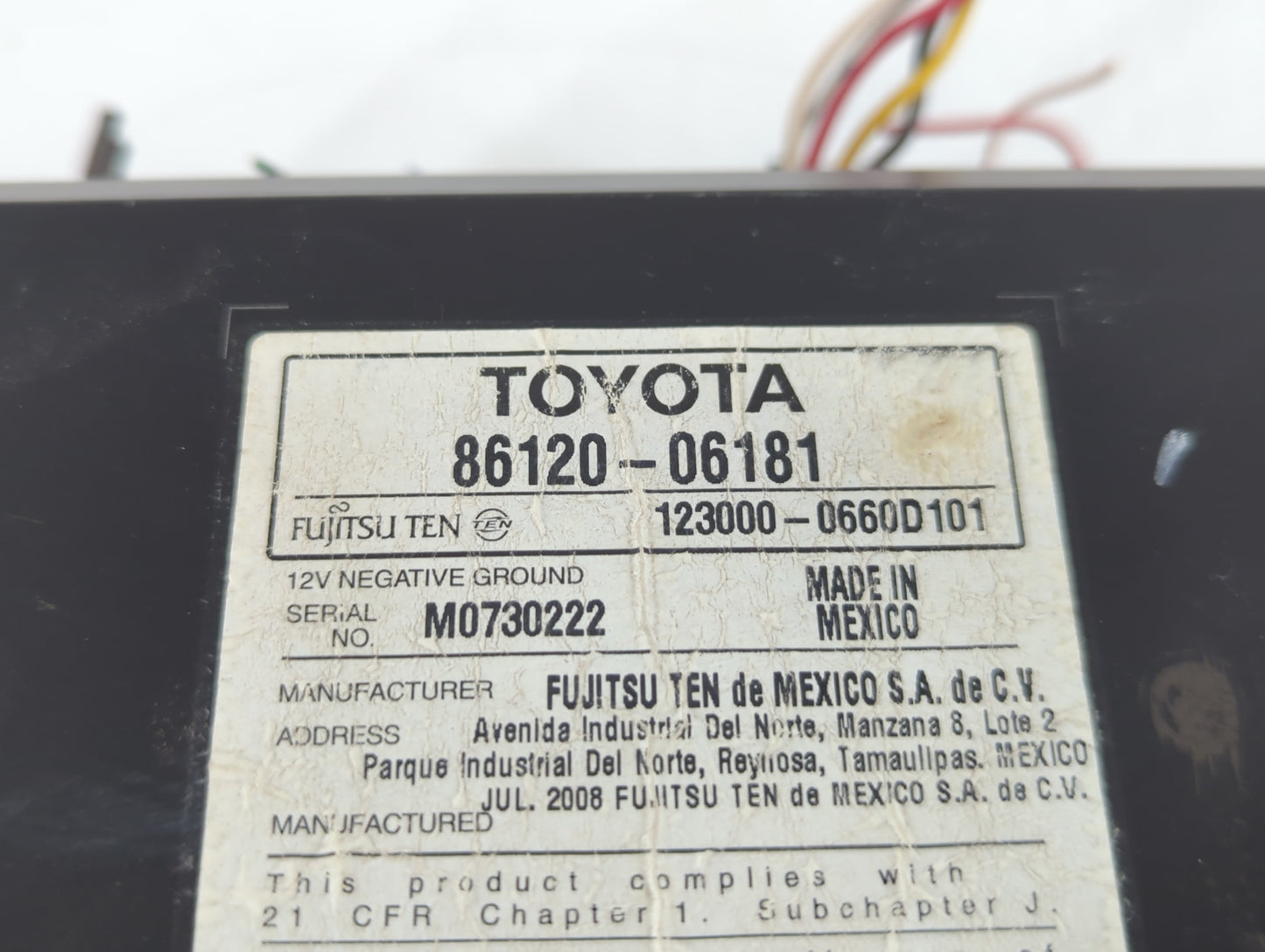 2007-2009 Toyota Camry Radio AM FM Cd Player Receiver Replacement P/N:86120-06181 Fits Fits 2007 2008 2009 OEM Used Auto Par