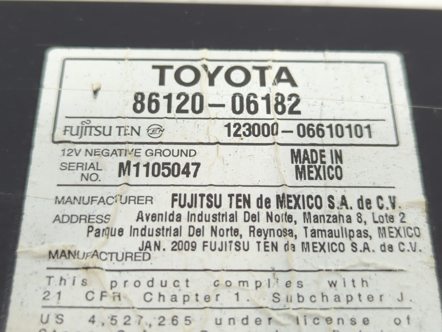 2007-2011 Toyota Camry Radio AM FM Cd Player Receiver Replacement P/N:86120-06182 Fits Fits 2007 2008 2009 2010 2011 OEM Use